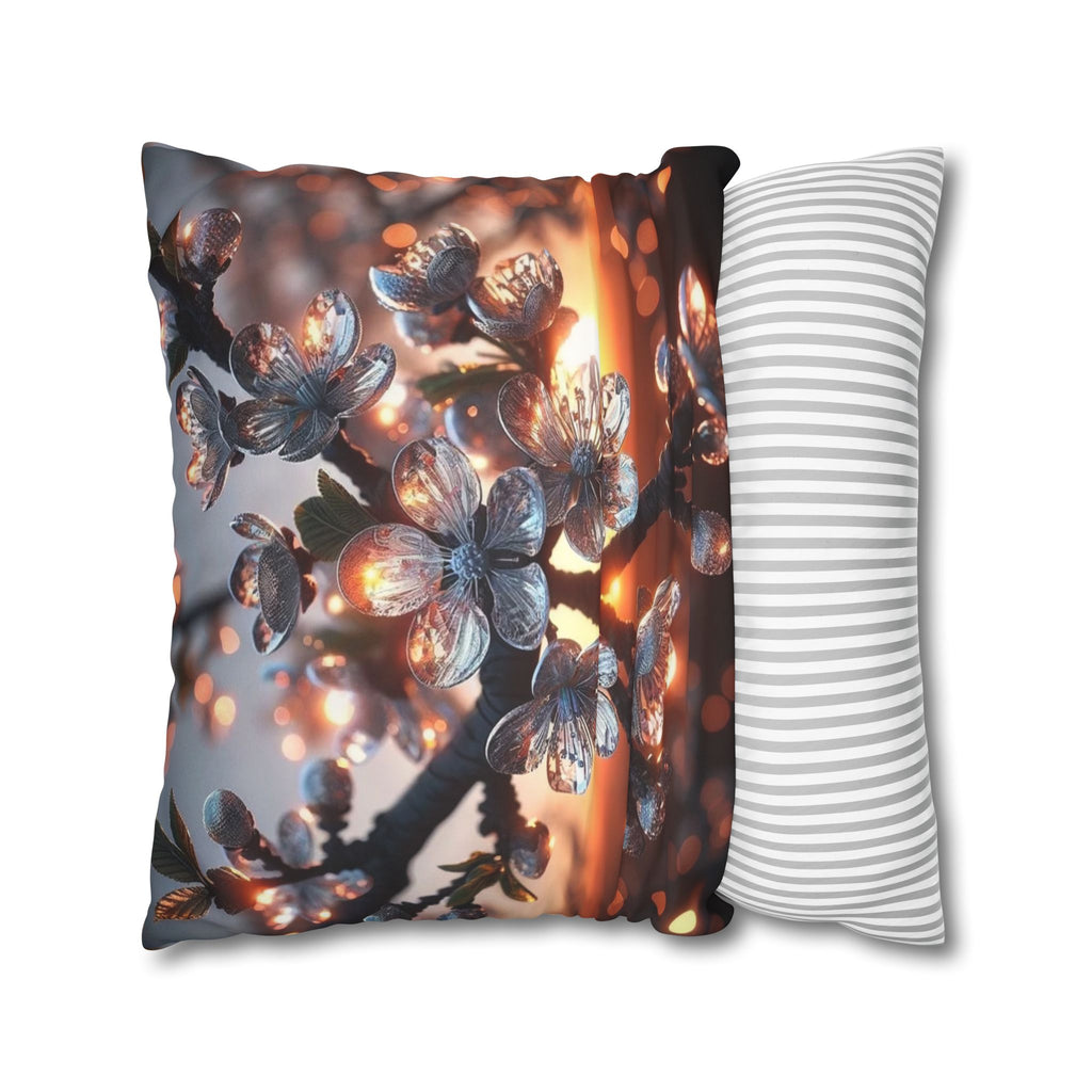 White, diamond flowers (in the evening) - Suede Square Pillowcase