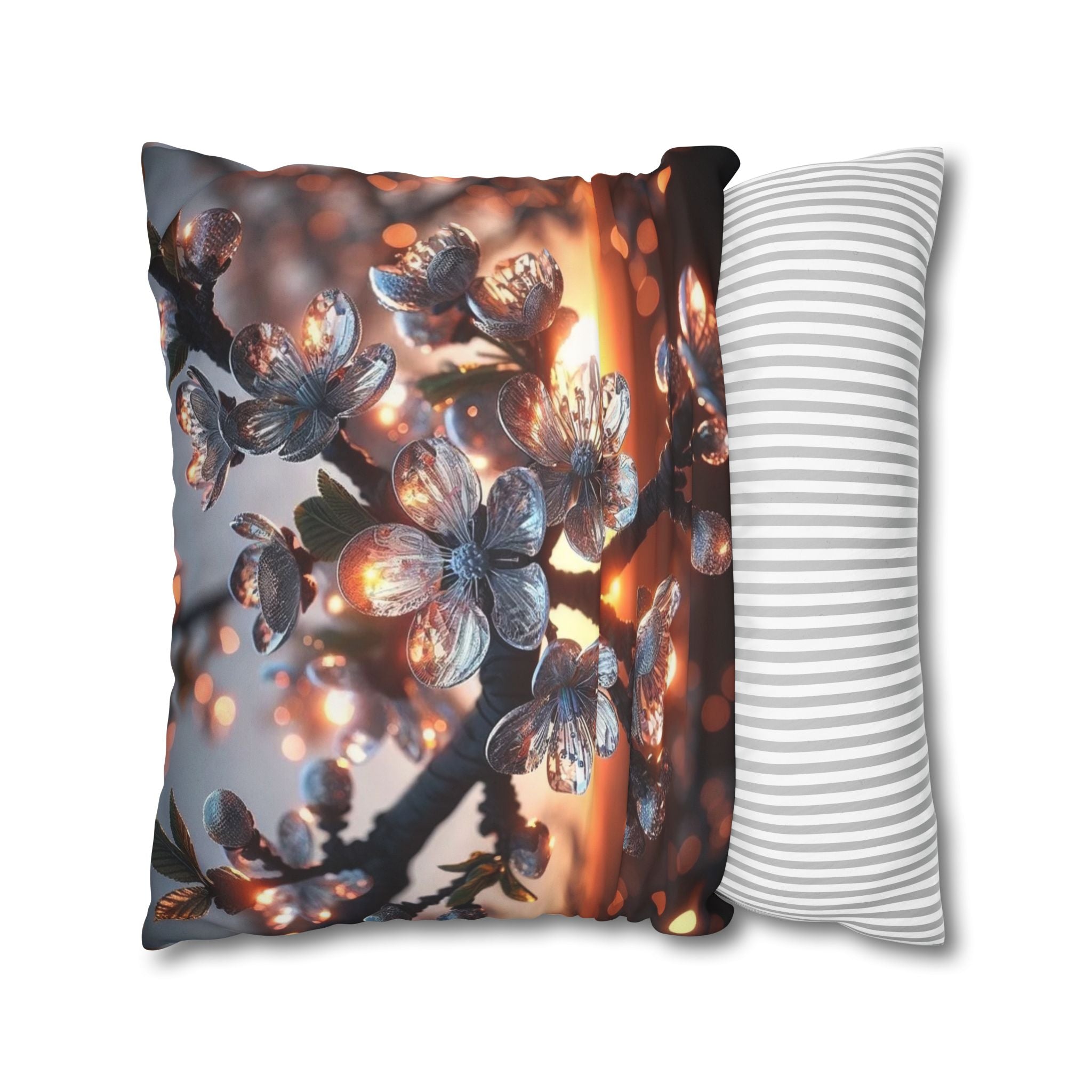 White, diamond flowers (in the evening) - Suede Square Pillowcase