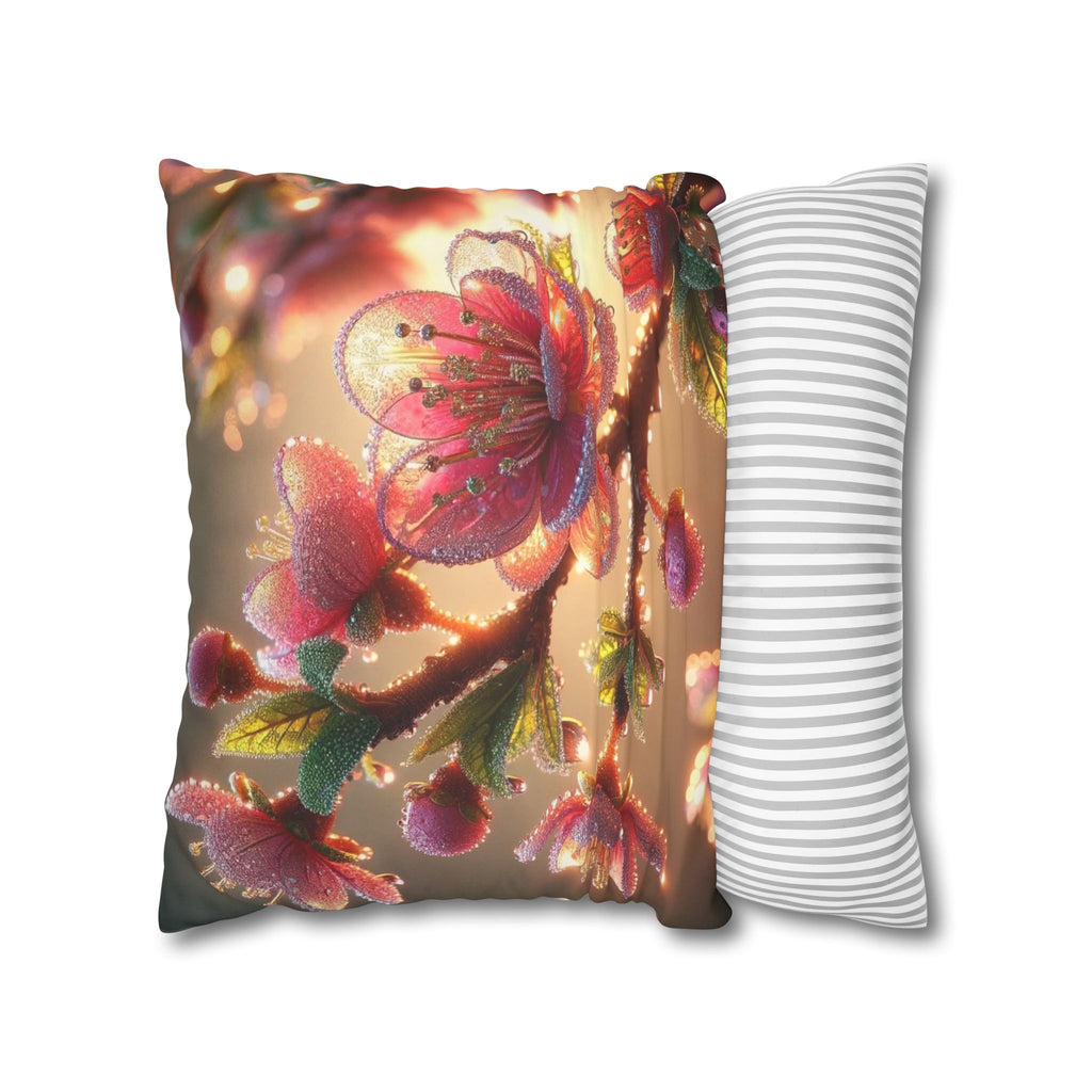 Large Pink flowers - Suede Square Pillowcase