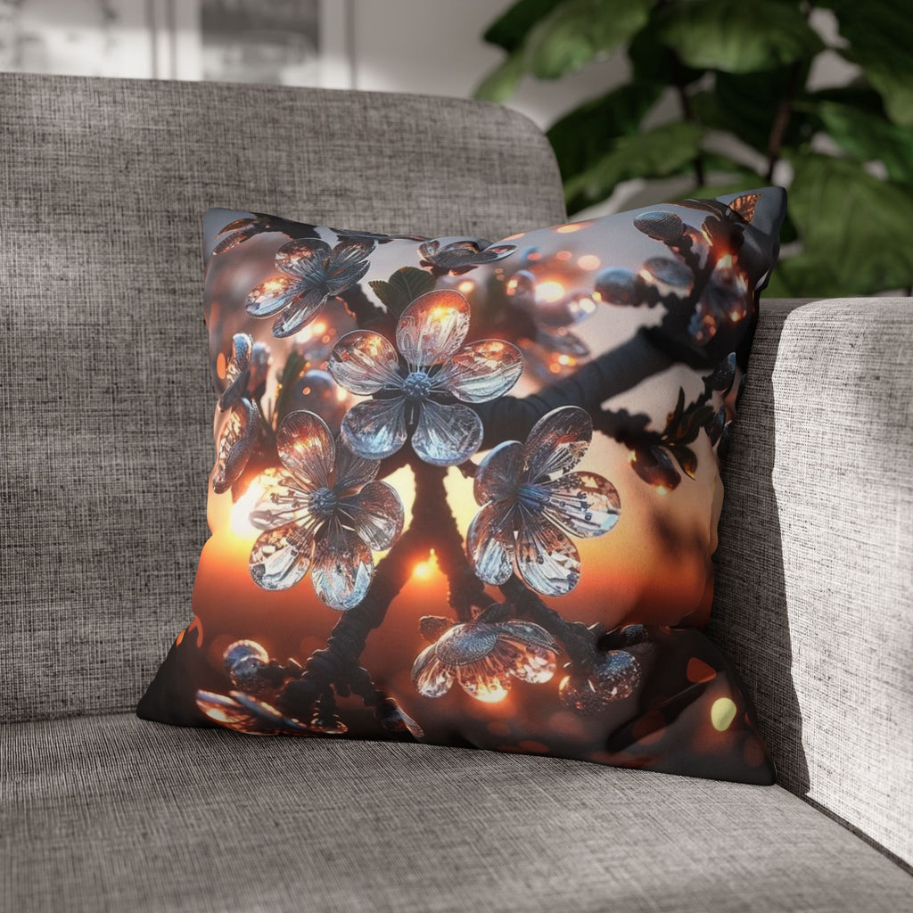 White, diamond flowers (in the evening) - Suede Square Pillowcase