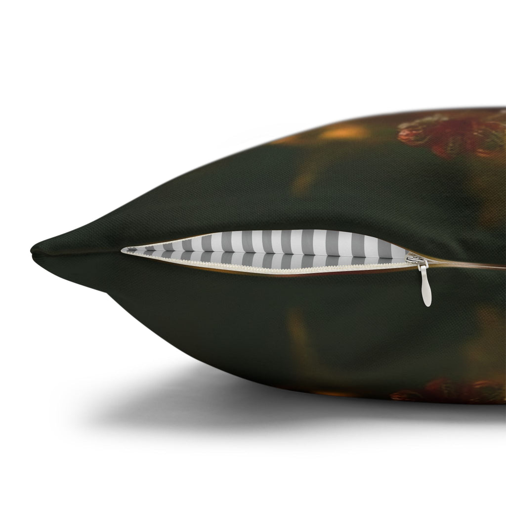 Red & white flowers in light background - Polyester Square Pillowcase