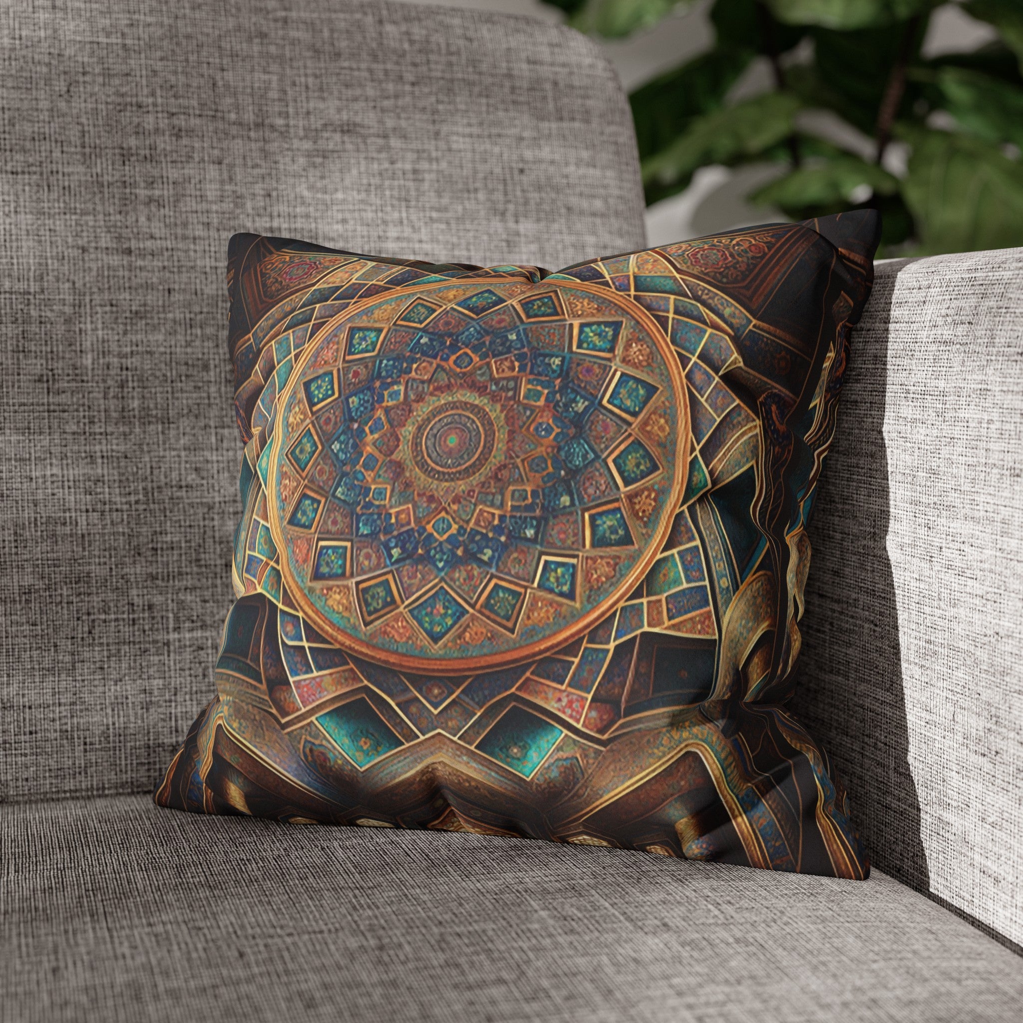 Persian Art (brown-yellow) - Suede Square Pillowcase