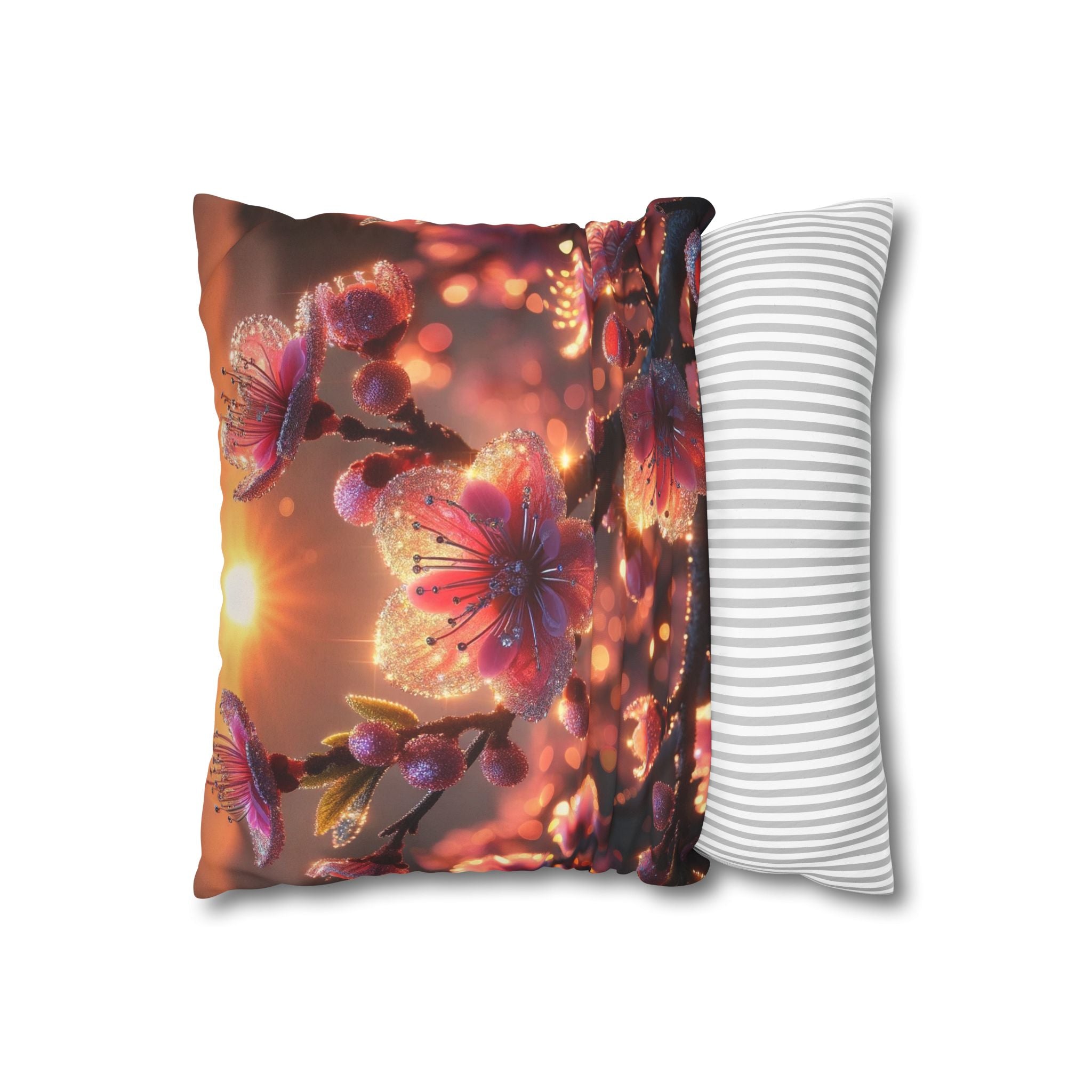 Pink diamond flowers (in sunset) - Suede Square Pillowcase