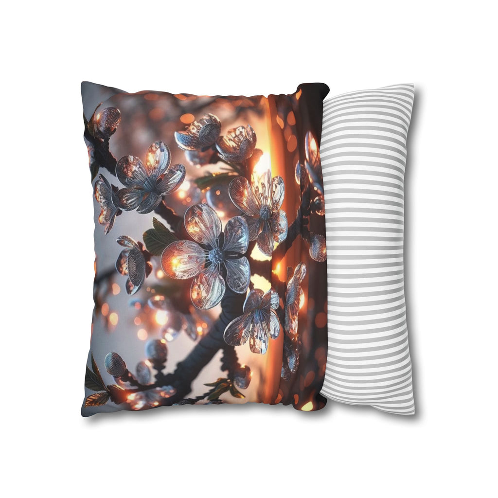 White, diamond flowers (in the evening) - Suede Square Pillowcase