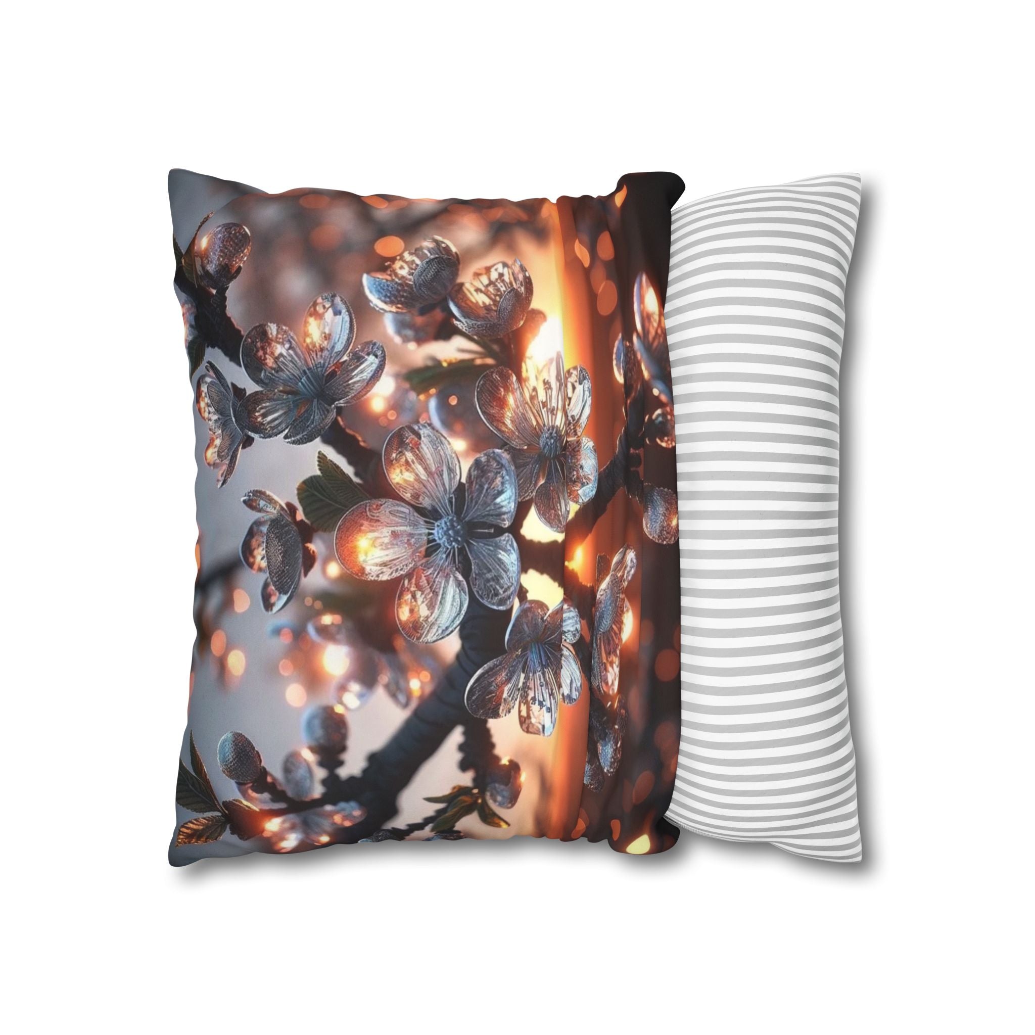 White, diamond flowers (in the evening) - Suede Square Pillowcase