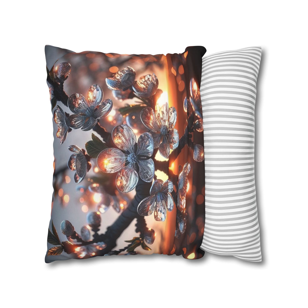 White, diamond flowers (in the evening) - Suede Square Pillowcase