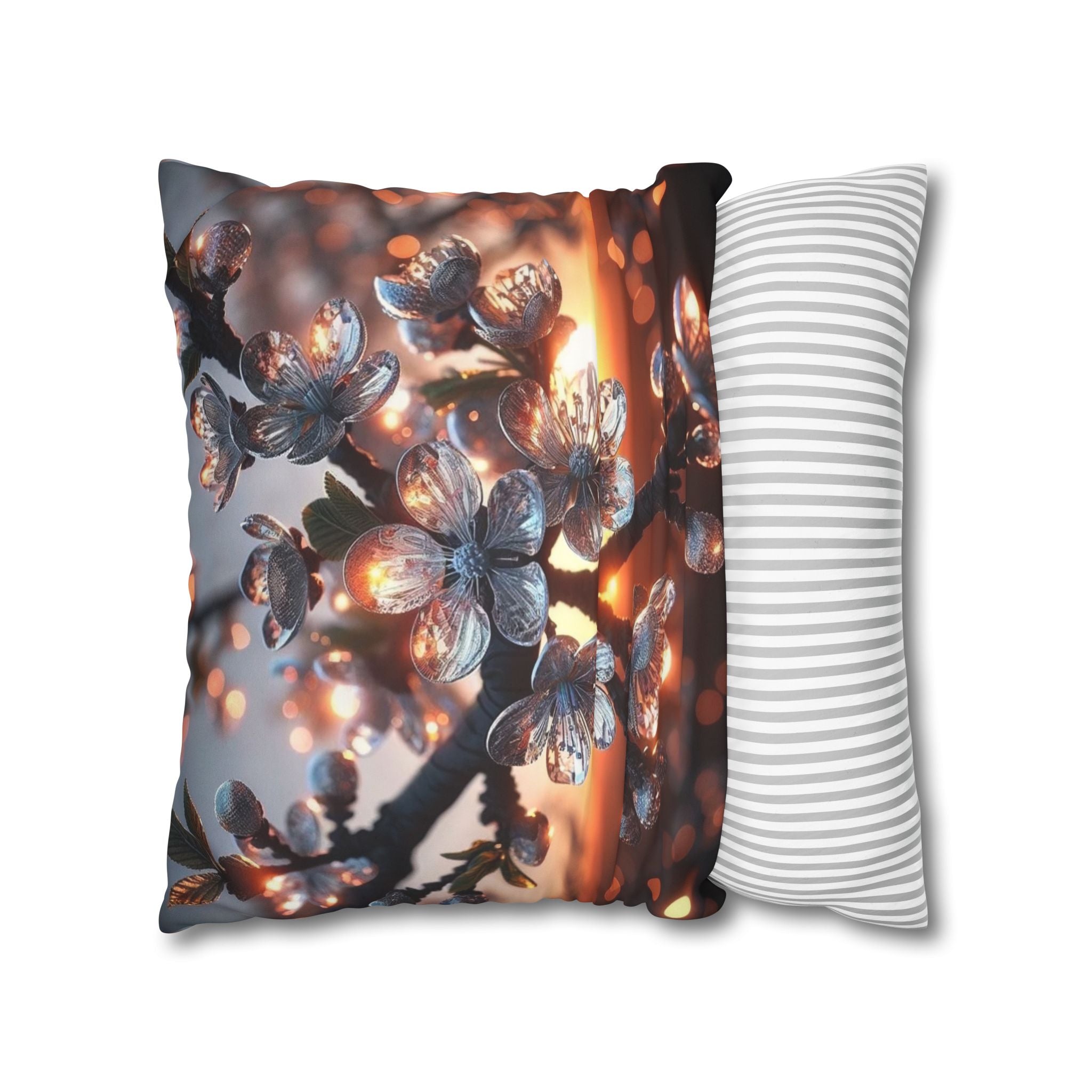 White, diamond flowers (in the evening) - Suede Square Pillowcase