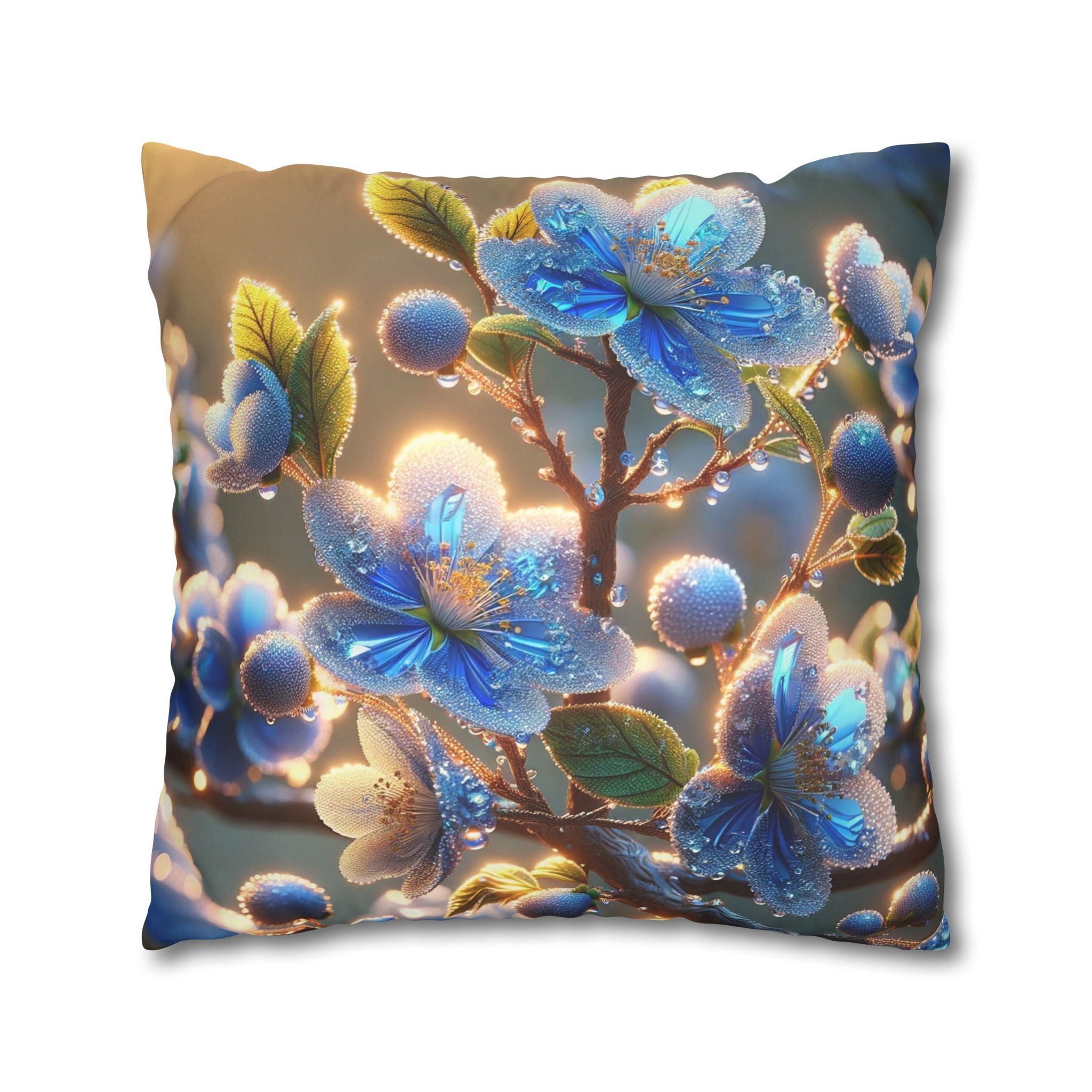 White-blue flowers - Suede Square Pillowcase