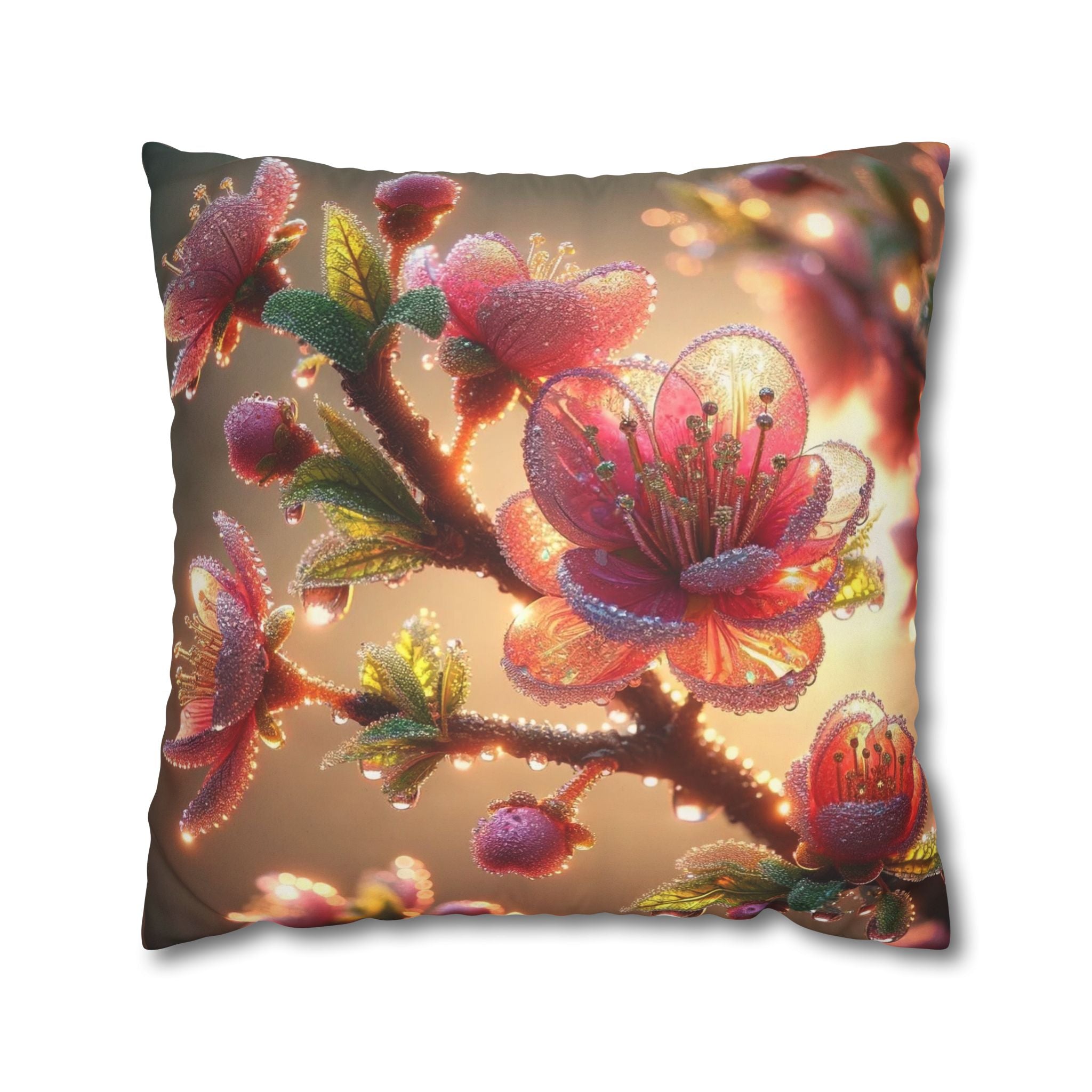 Large Pink flowers - Suede Square Pillowcase
