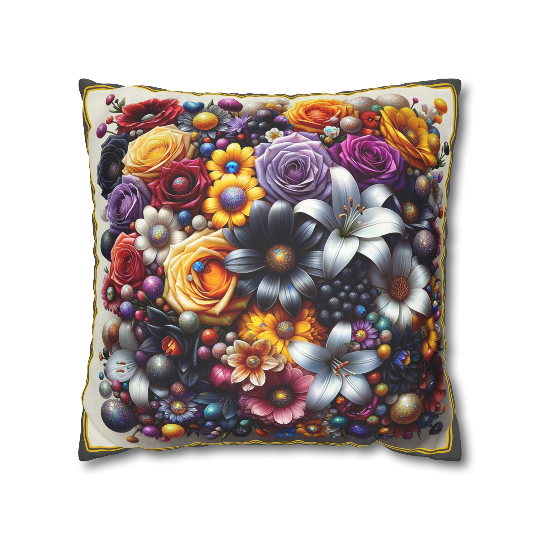 Colourful Bouquet (3) - Suede Square Pillowcase