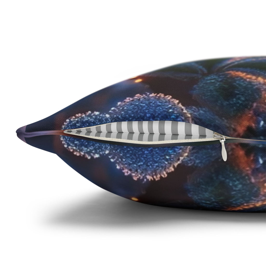 Pillowcase with Blue Flowers and Diamonds