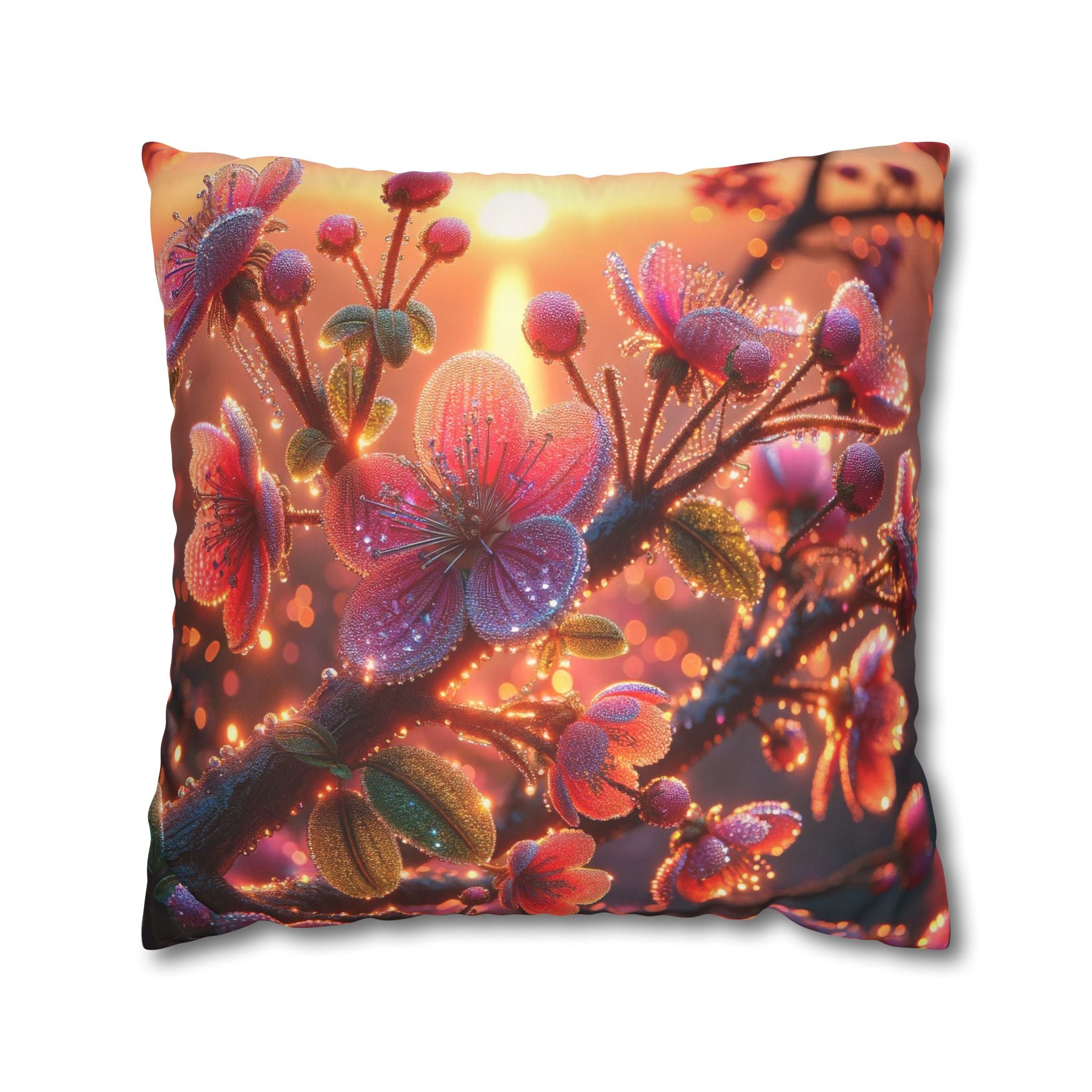 Pink diamond flowers - Suede Square Pillowcase