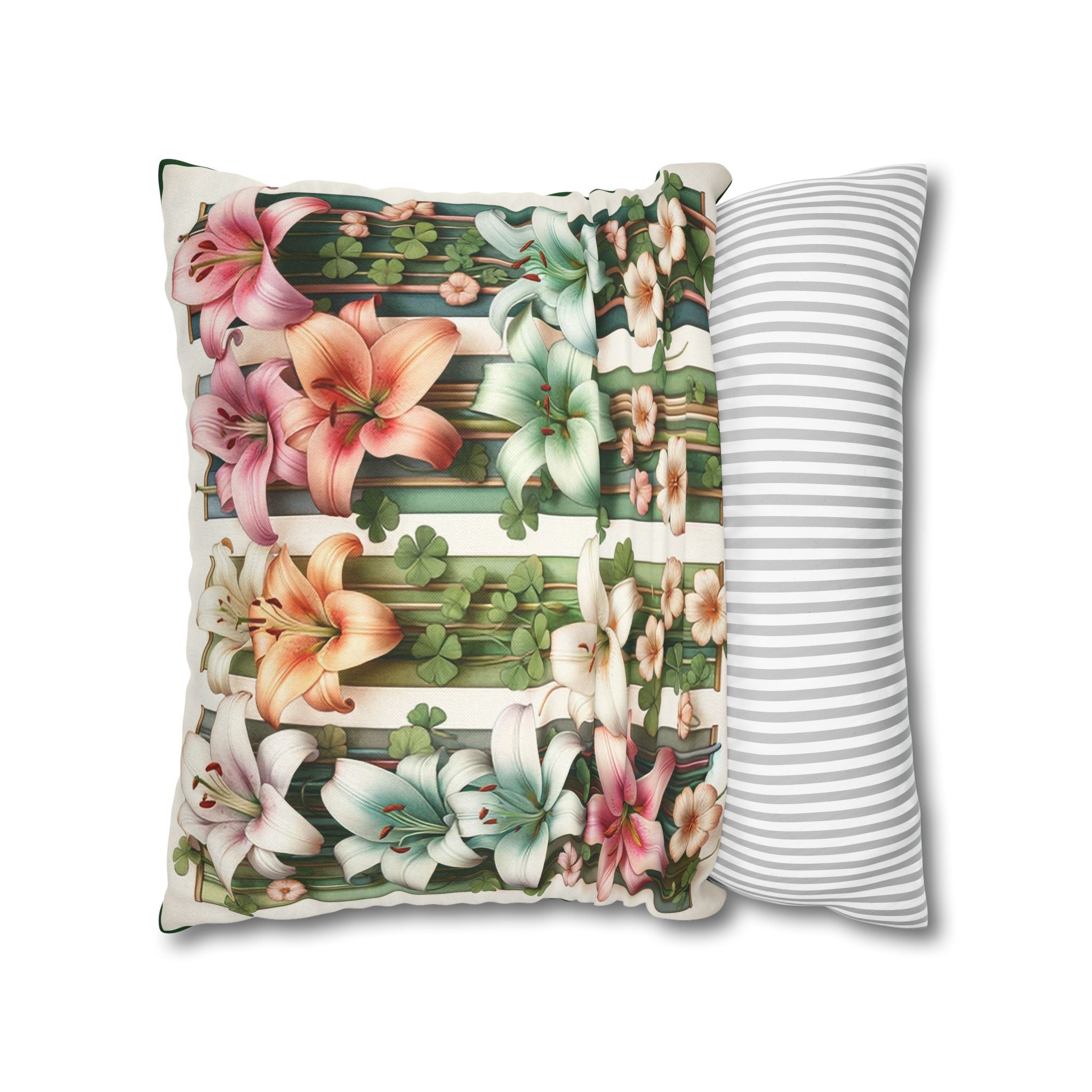 Lilies with little leaves - Polyester Square Pillowcase