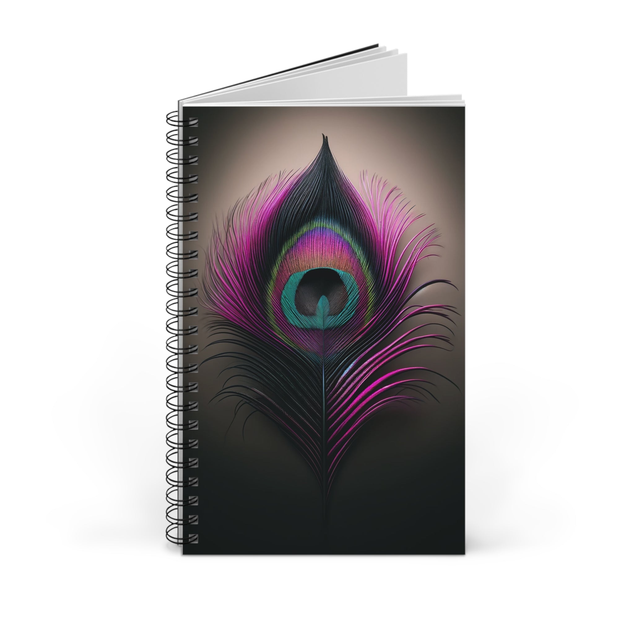 Fantasy Peacock Feather black-fuchsia (2) - Spiral Journal