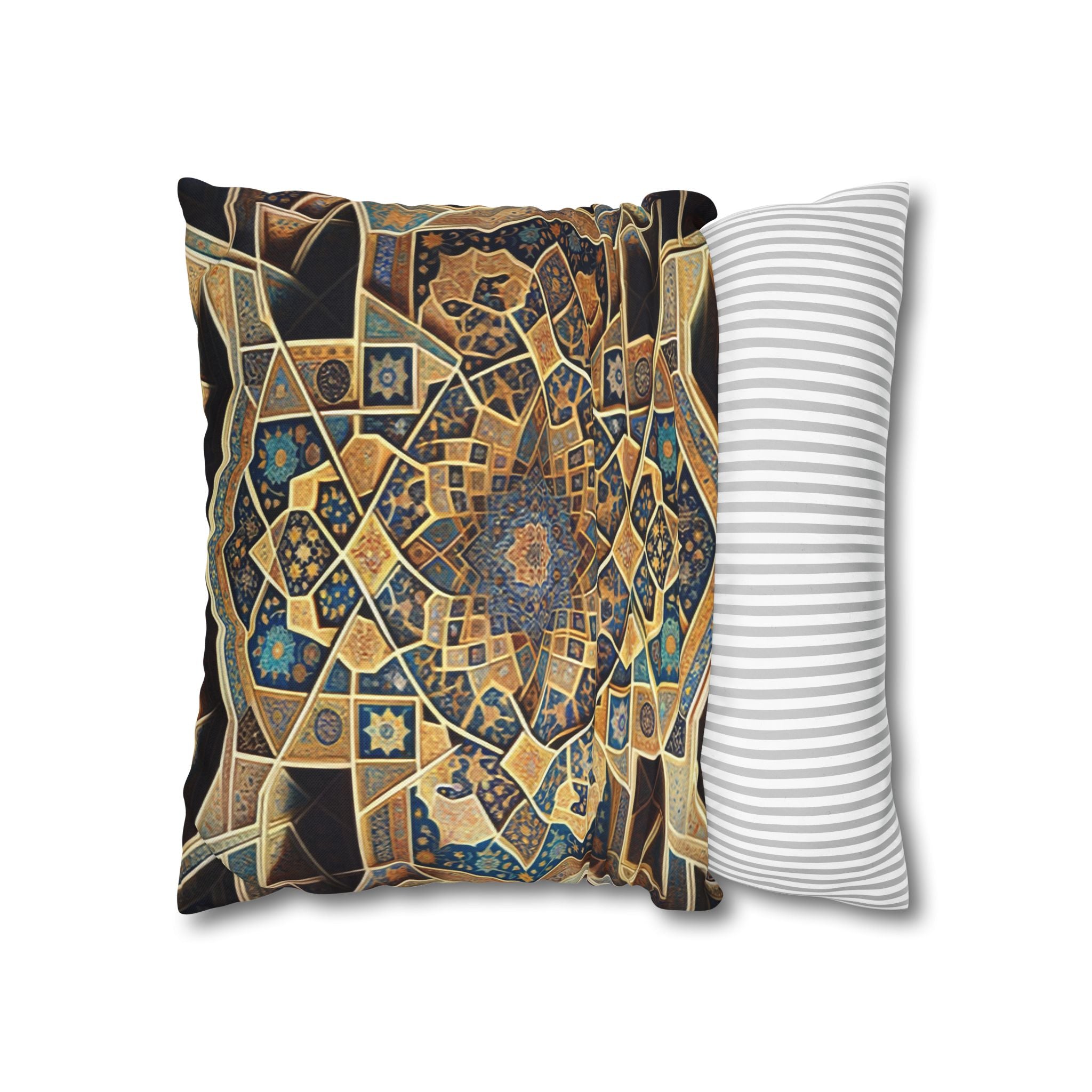 Persian Art, yellow-brown - Polyester Square Pillowcase