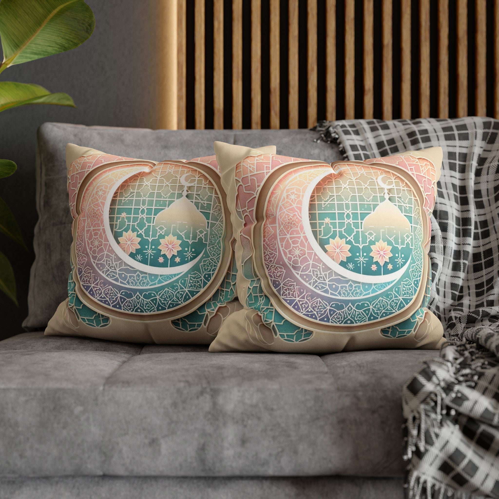 Islamic Art (pastel pink and green) - Suede Square Pillowcase