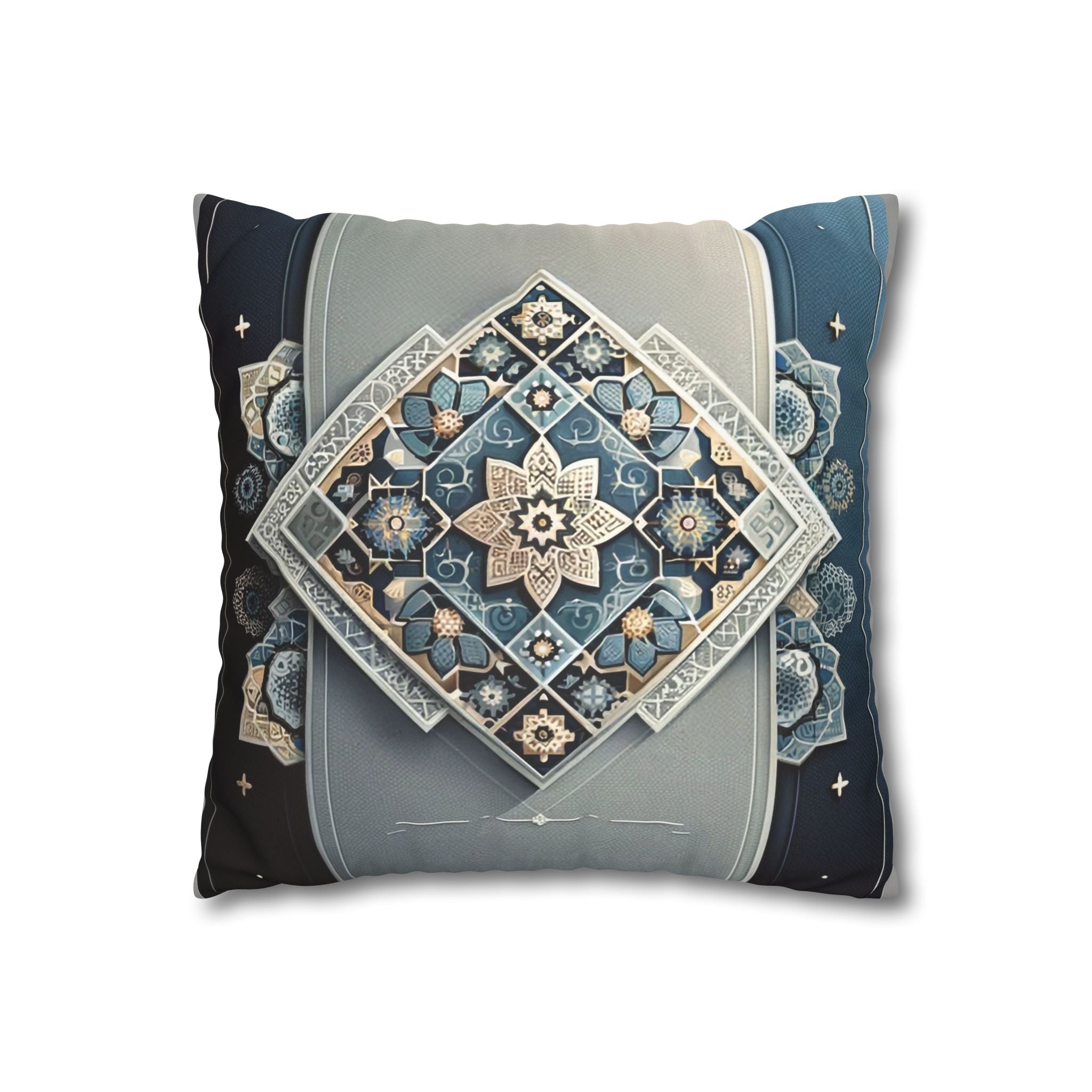 Islamic Art (blue-grey) - Suede Square Pillowcase