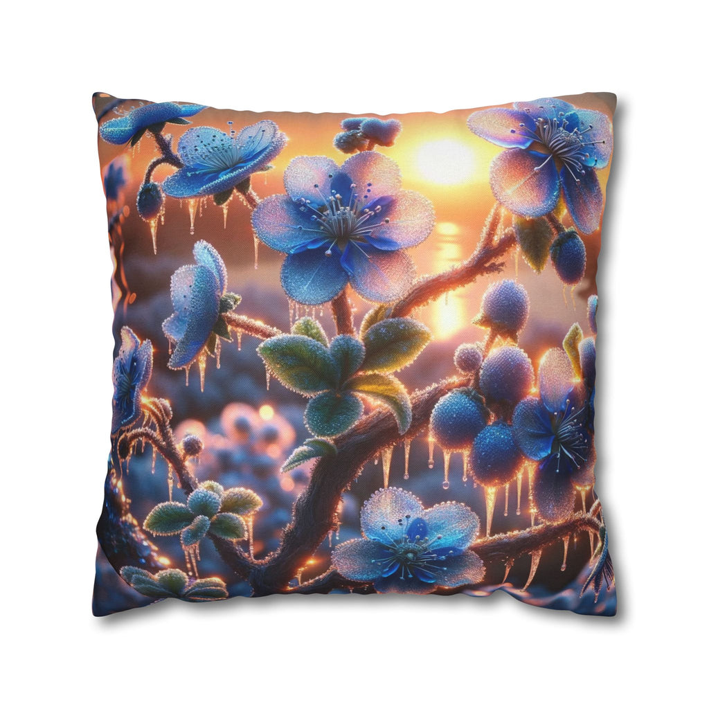 Pillowcase with Blue Flowers and Diamonds