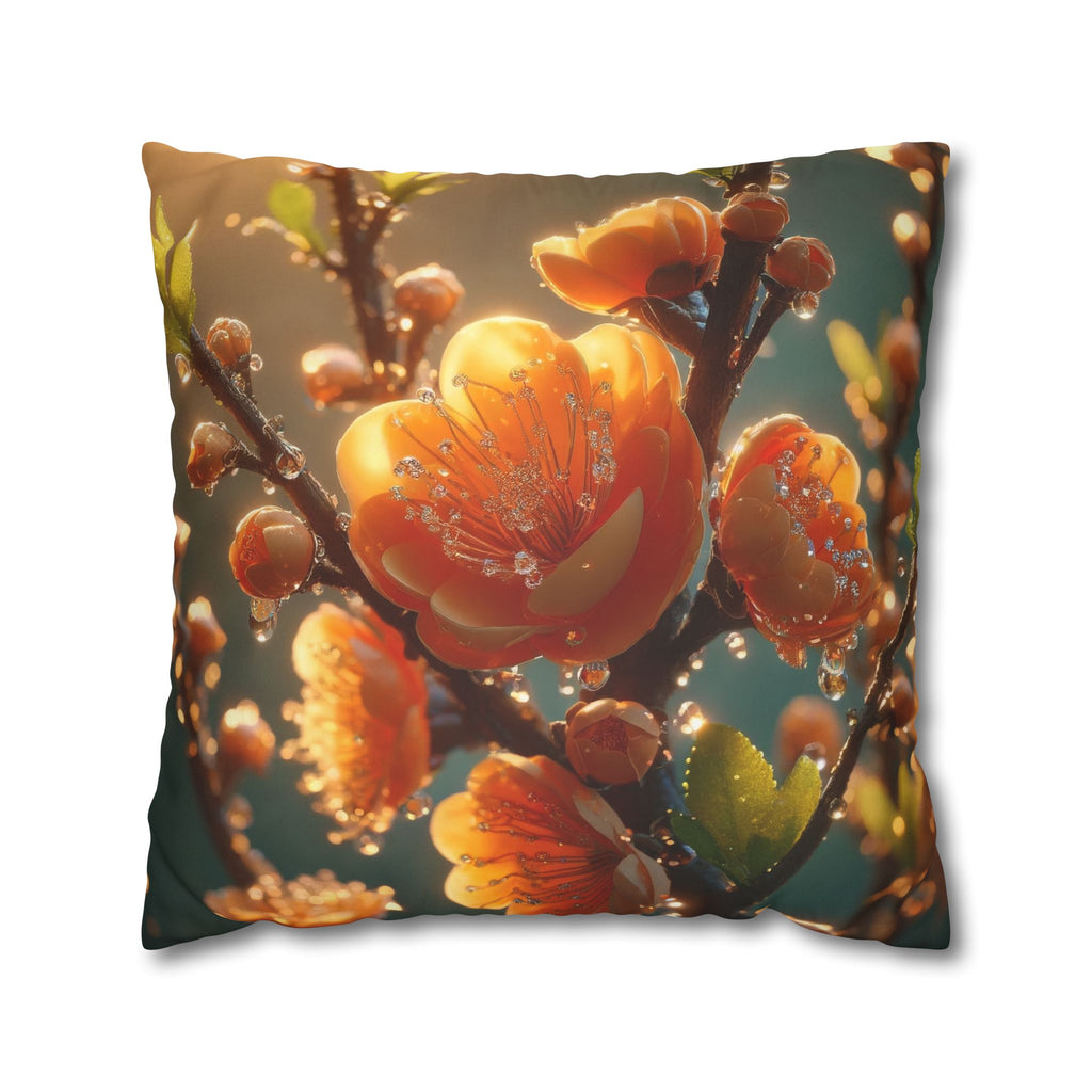 Orange coloured flowers  - Suede Square Pillowcase