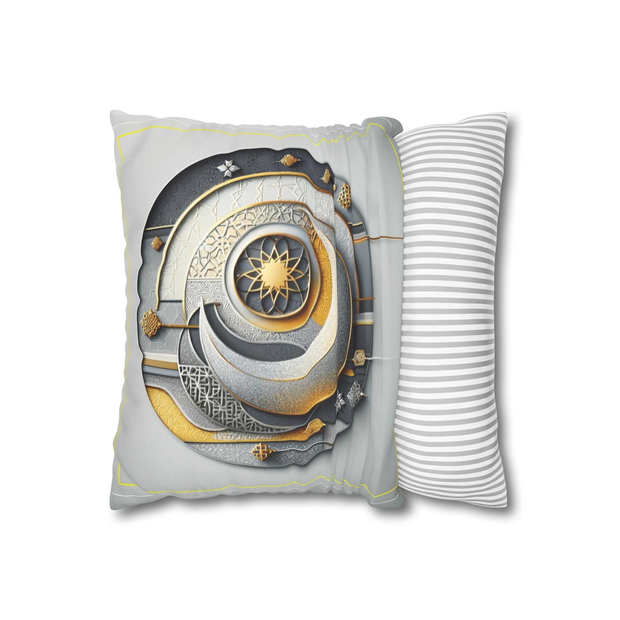 Islamic Art (gold, silver and grey) - Suede Square Pillowcase