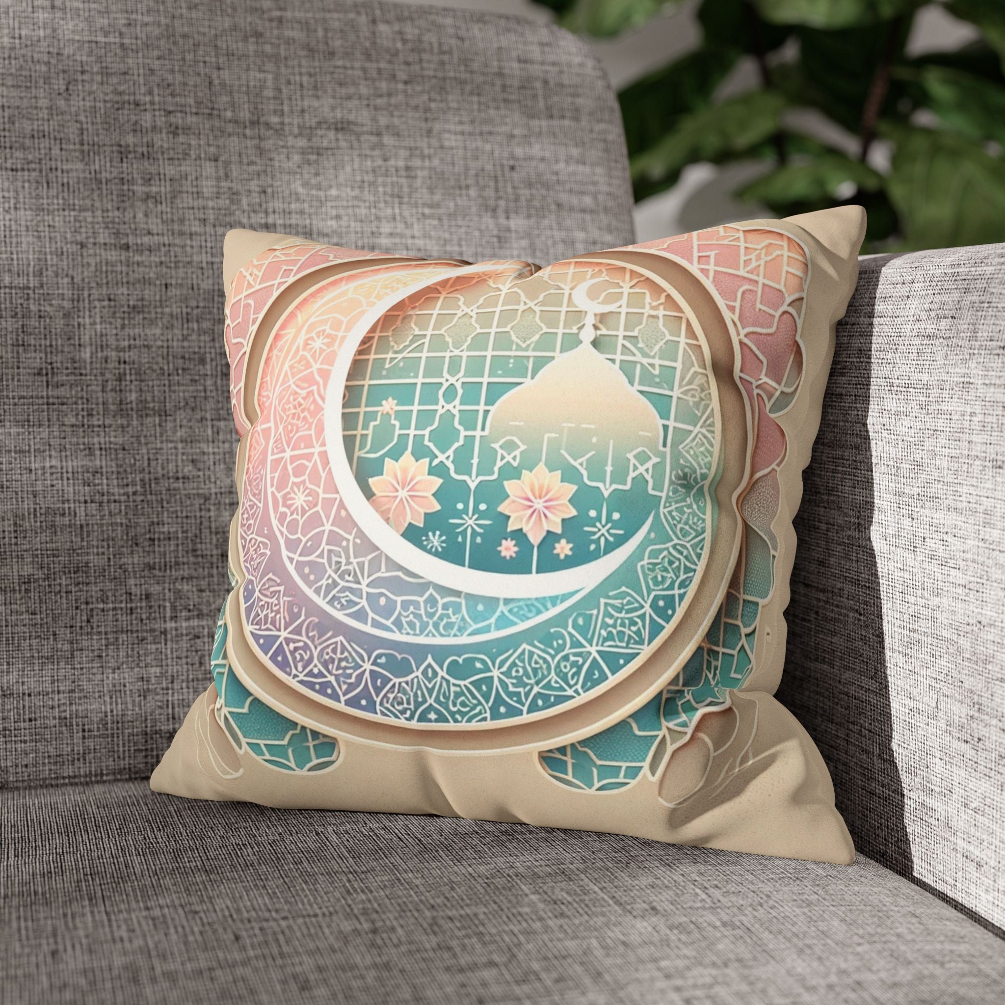 Islamic Art (pastel pink and green) - Suede Square Pillowcase