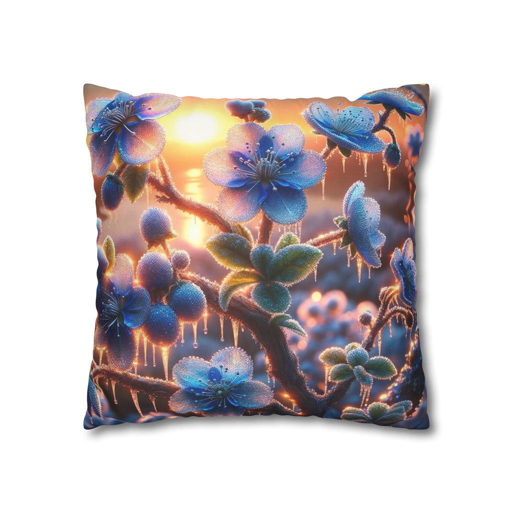 Blue, diamond flowers (in sun set) - Suede Square Pillowcase