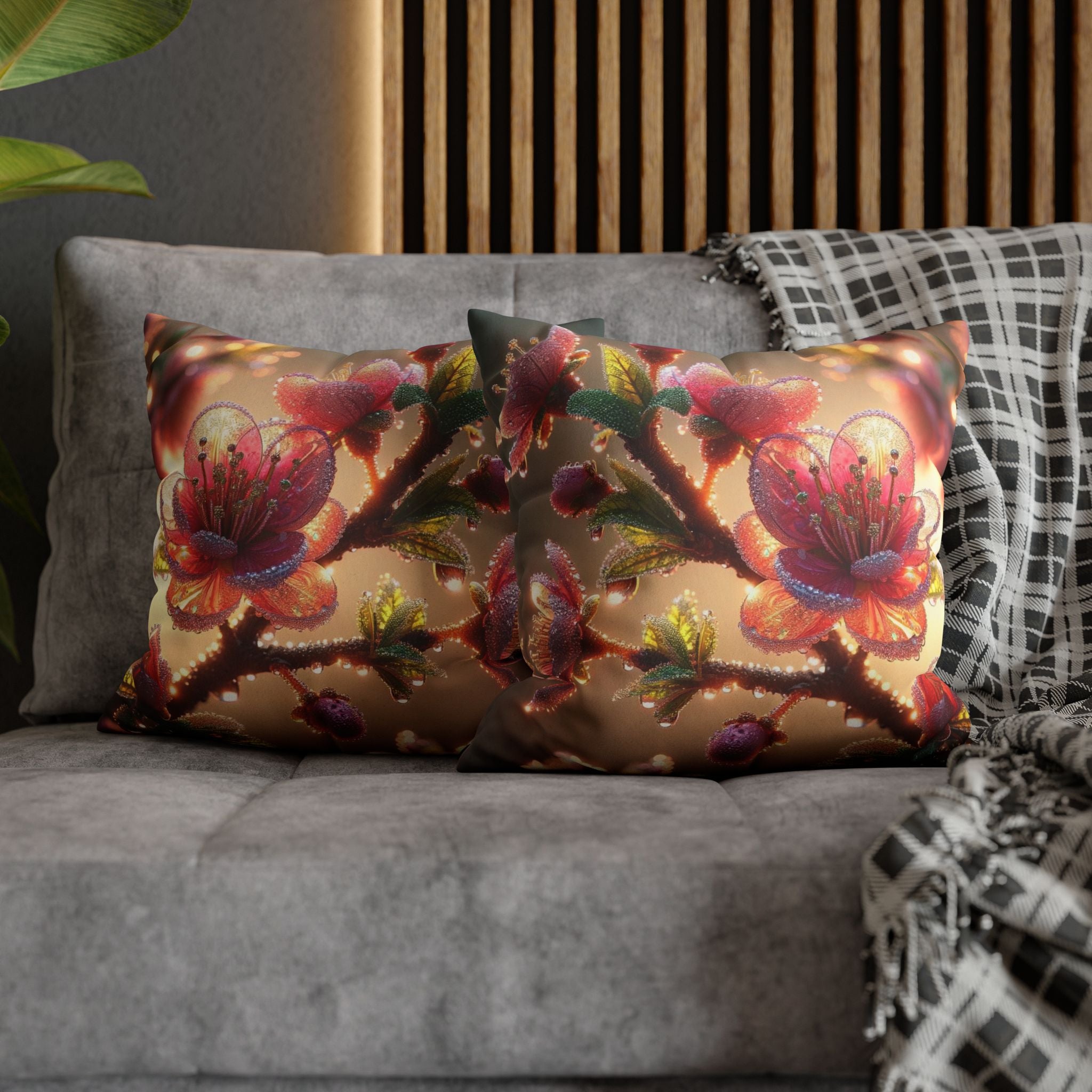 Large Pink flowers - Suede Square Pillowcase