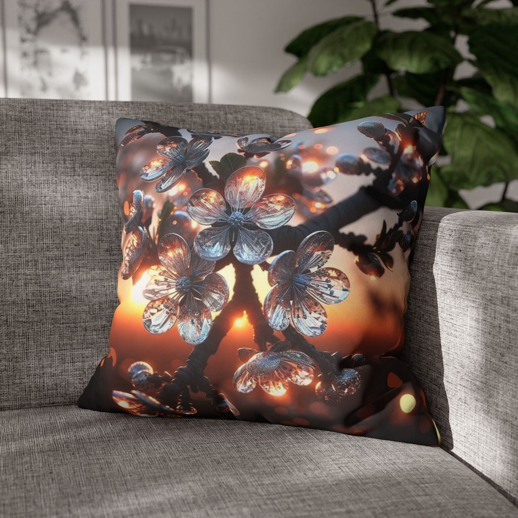 White, diamond flowers (in the evening) - Suede Square Pillowcase