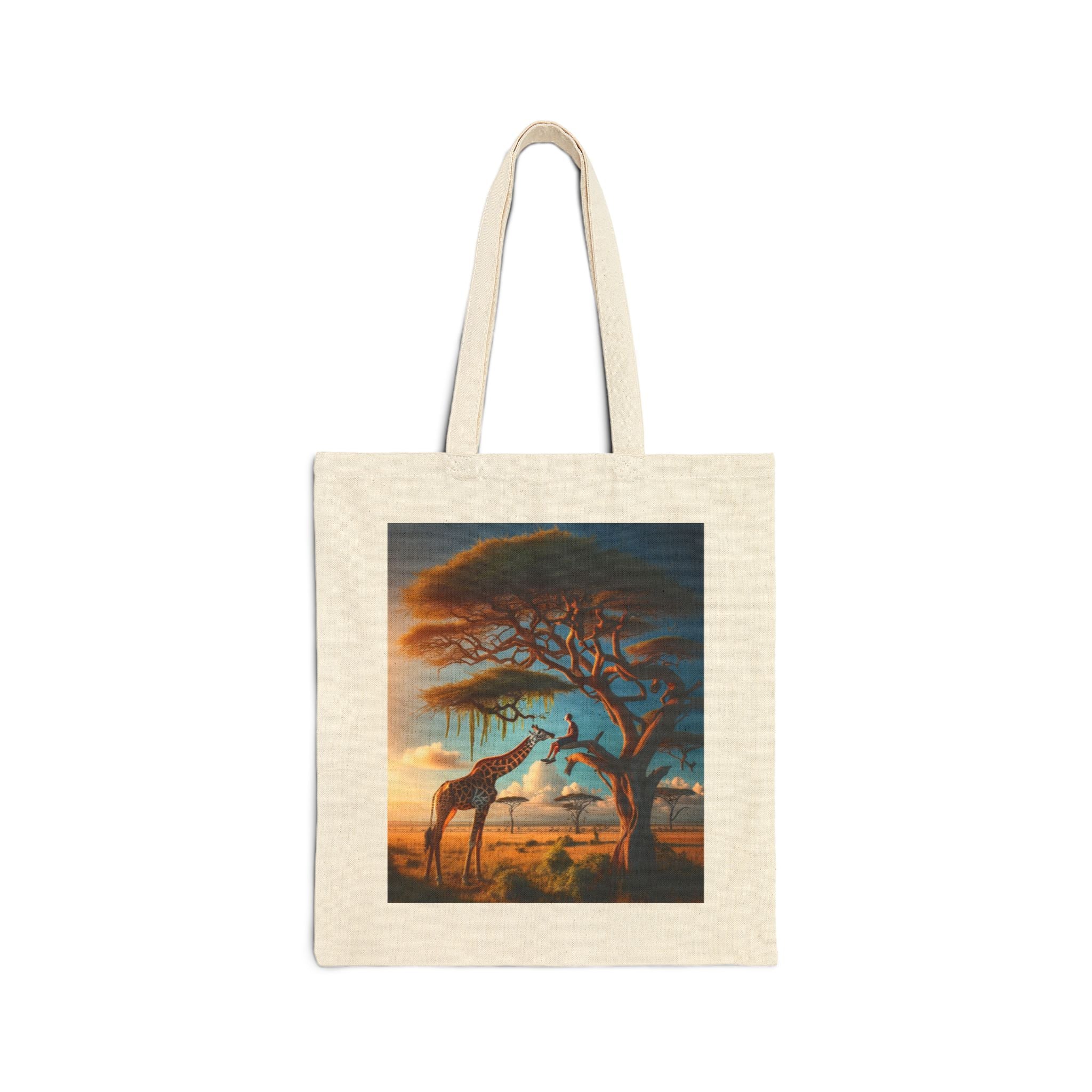 African Sunset Giraffe - Cotton Canvas Tote Bag