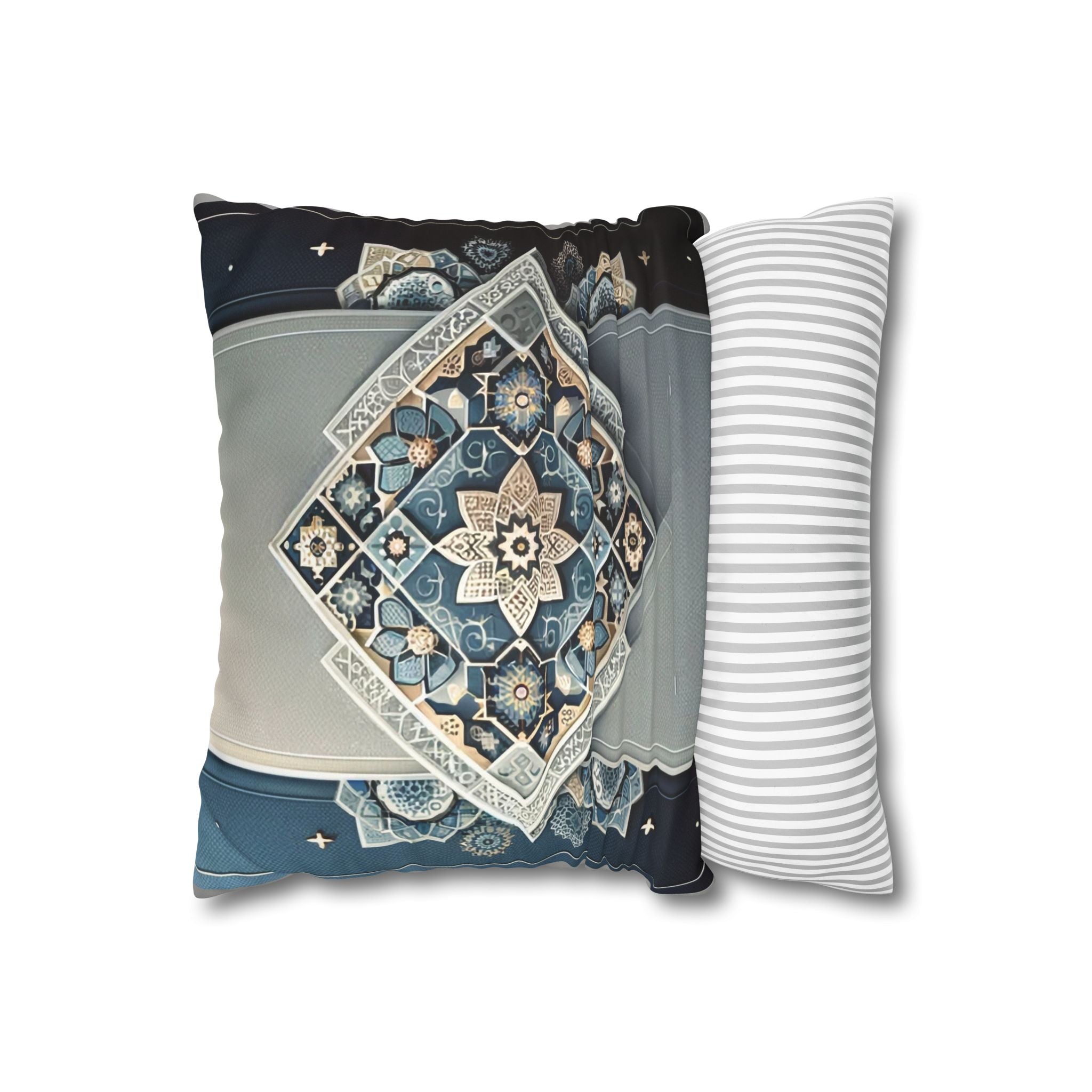 Islamic Art (blue-grey) - Suede Square Pillowcase