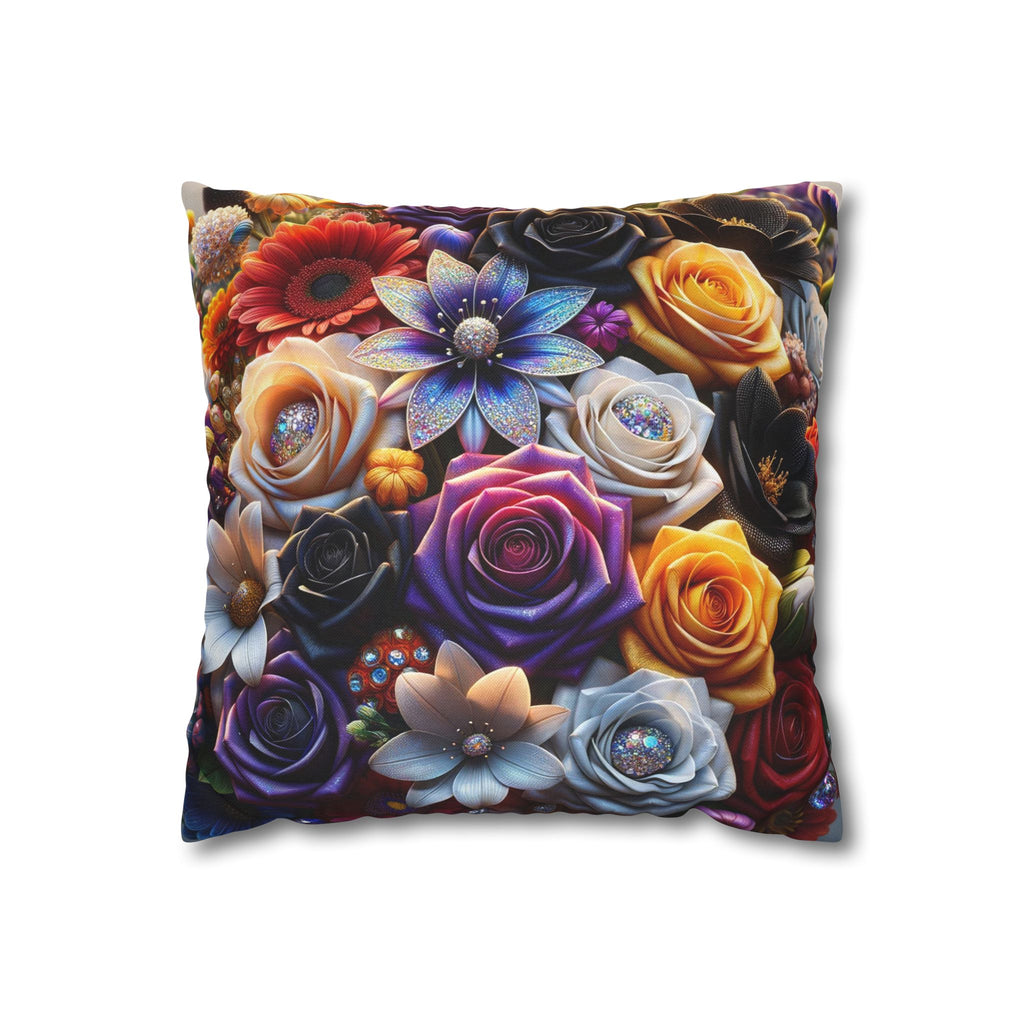 Colourful Bouquet (big flowers) - Polyester Square Pillowcase