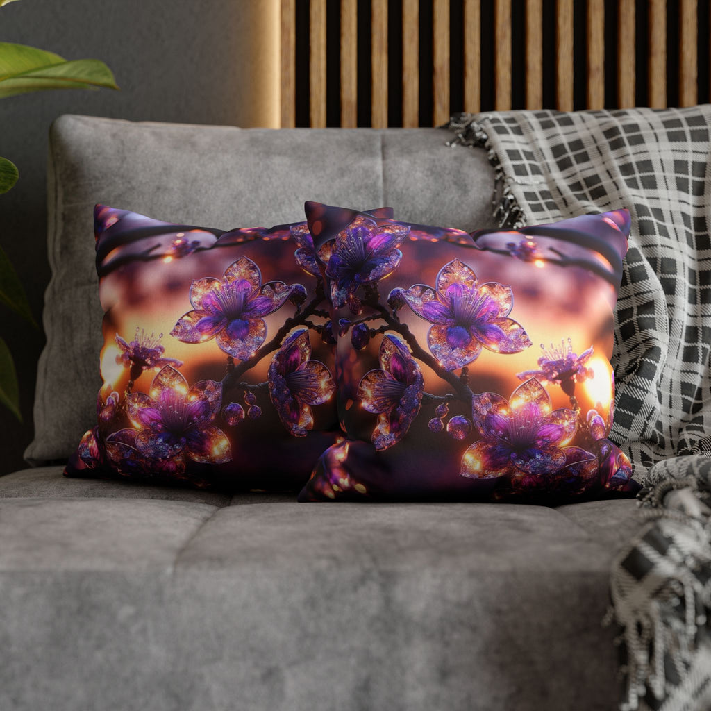 Purple crystal flowers - Suede Square Pillowcase