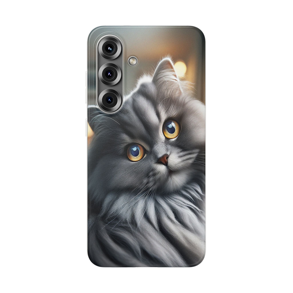 Curious, grey cat - Flexi Case (Samsung only)