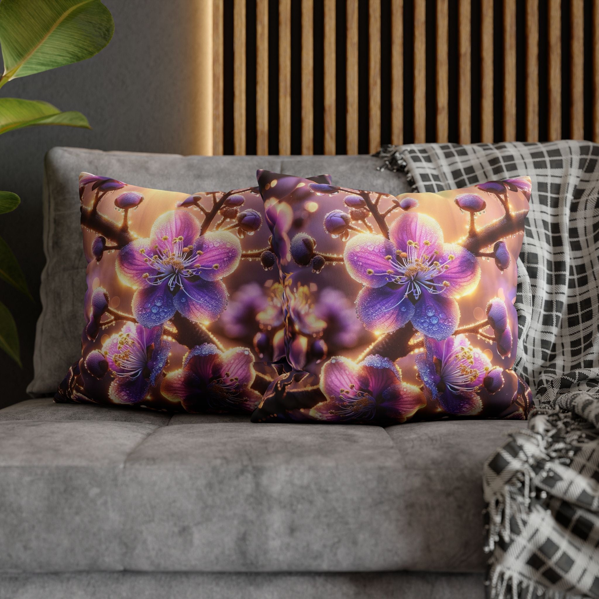 Lavender coloured flowers - Suede Square Pillowcase