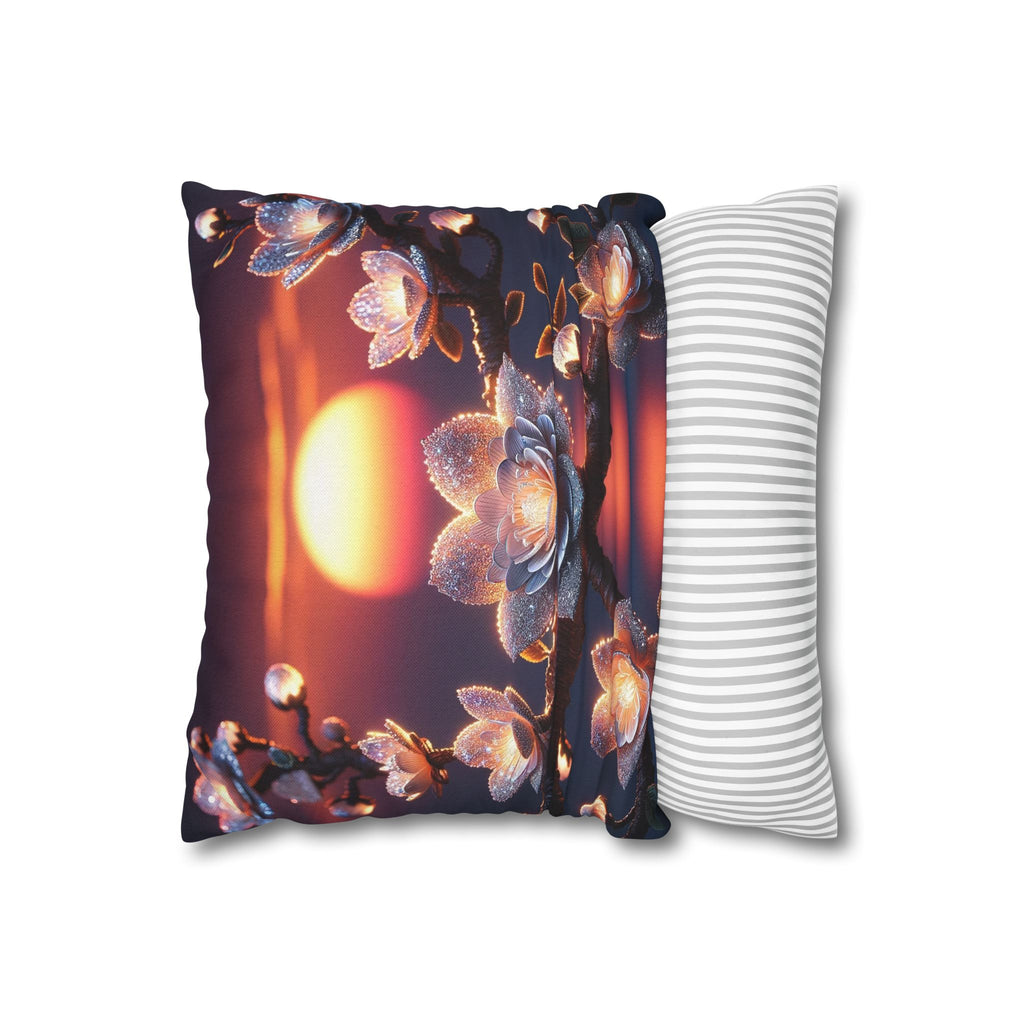 White flowers in the night - Polyester Square Pillowcase