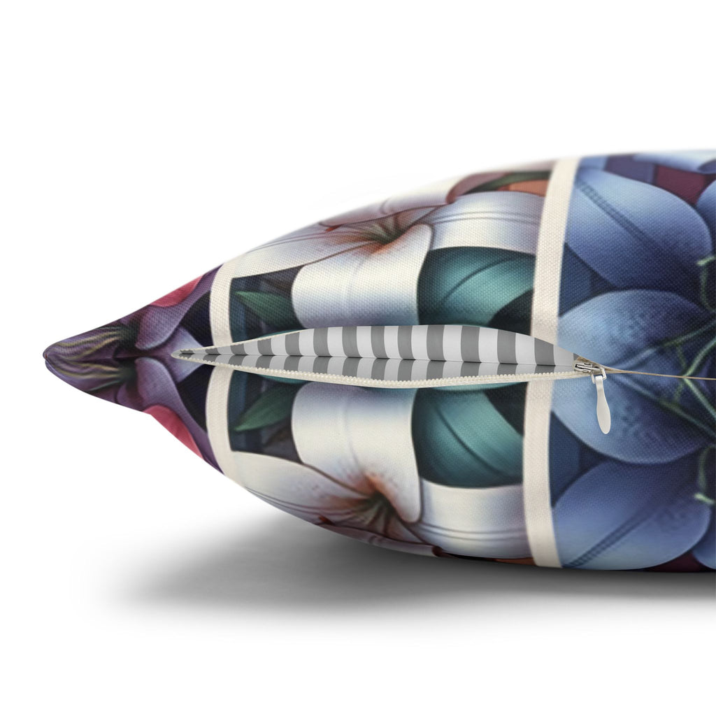 Pastel coloured Lilies in columns - Polyester Square Pillowcase