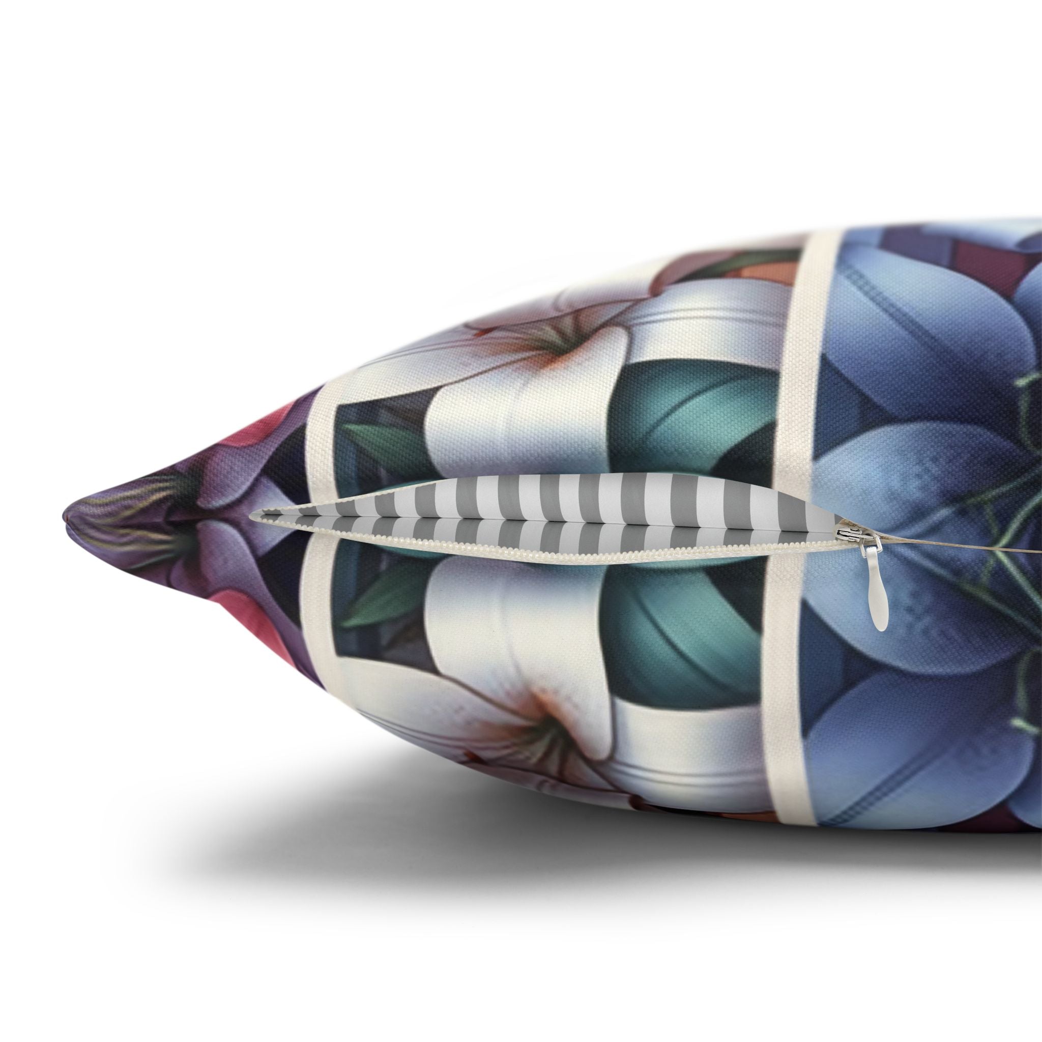 Pastel coloured Lilies in columns - Polyester Square Pillowcase