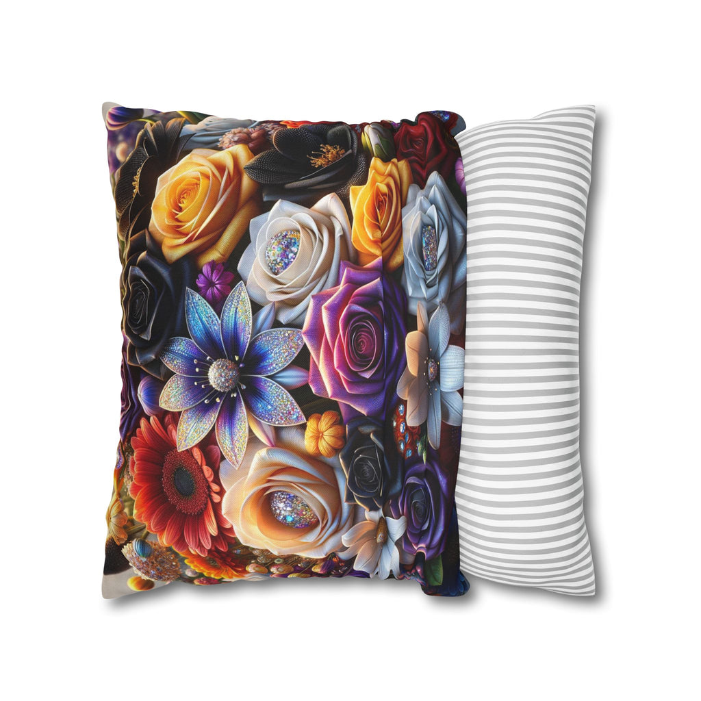 Colourful Bouquet (big flowers) - Polyester Square Pillowcase
