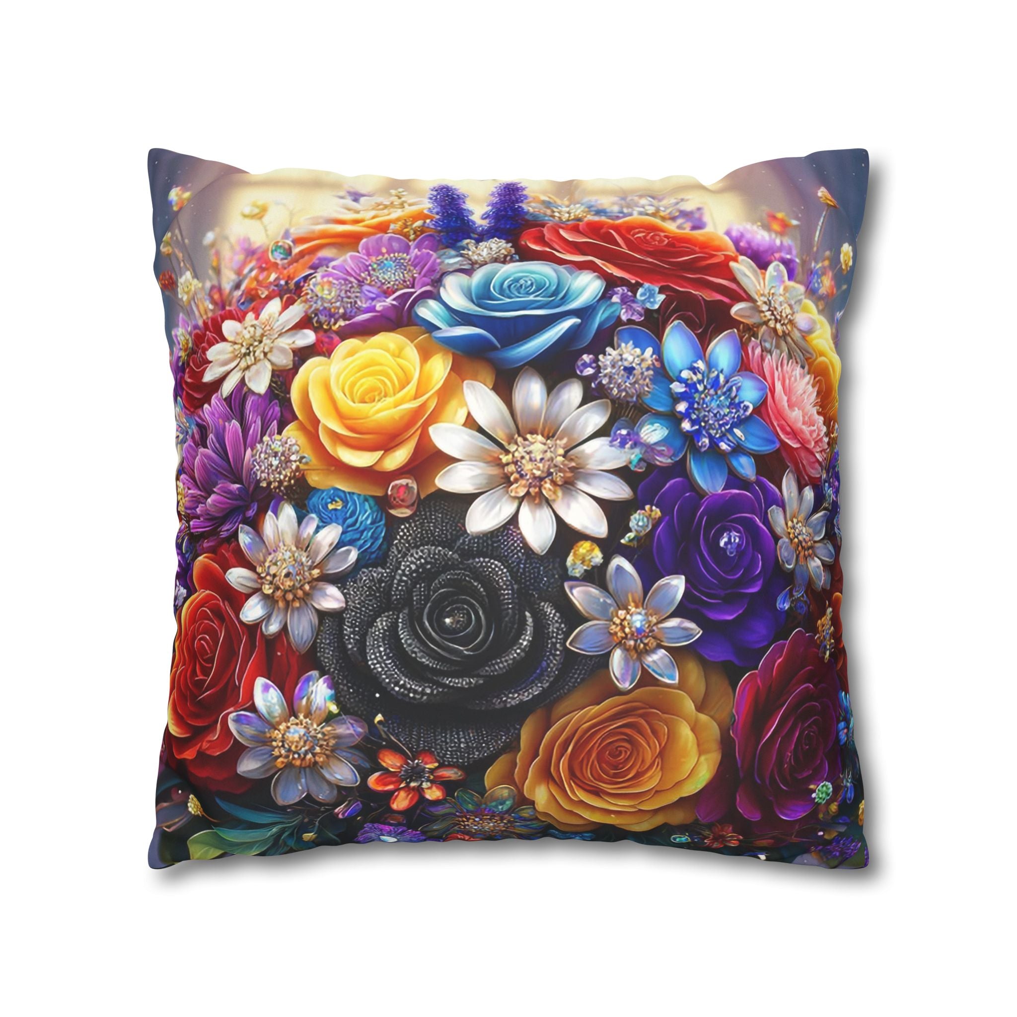 Bouquet of colourful flowers (in the sun) - Suede Square Pillowcase