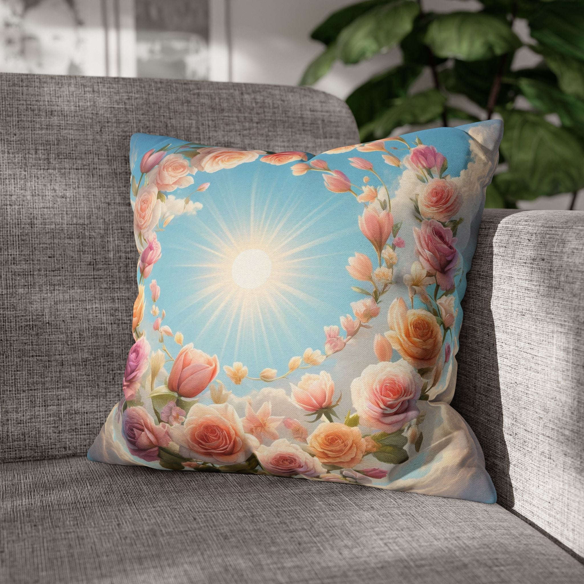Roses in a circle - Polyester Square Pillowcase