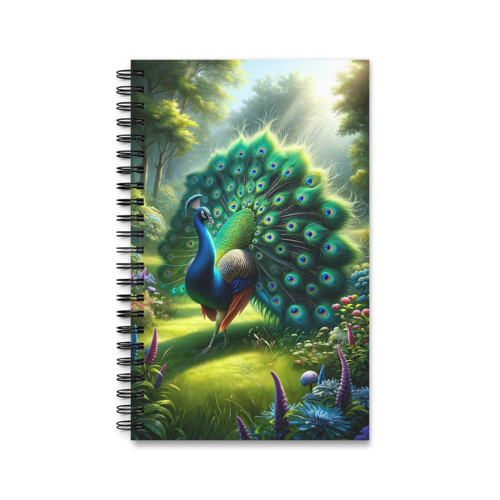 Vibrant Green Peacock - Spiral Journal