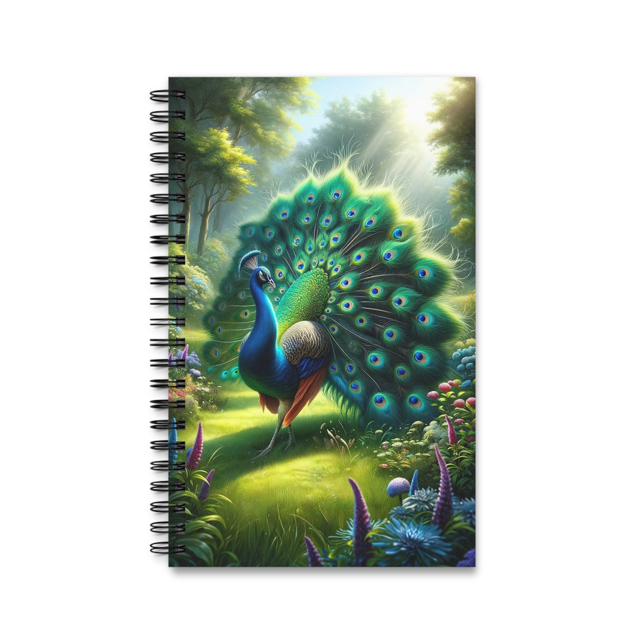 Vibrant Green Peacock - Spiral Journal