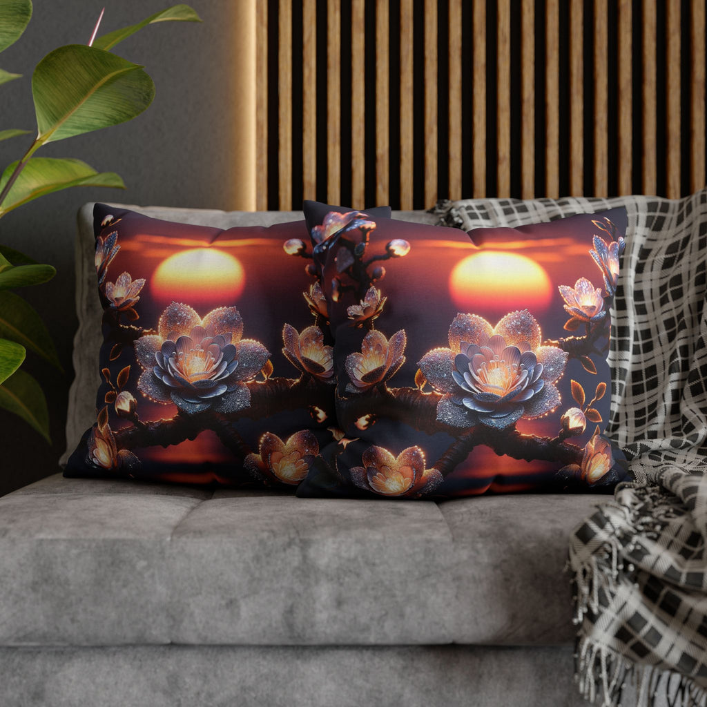 White flowers in the night - Polyester Square Pillowcase