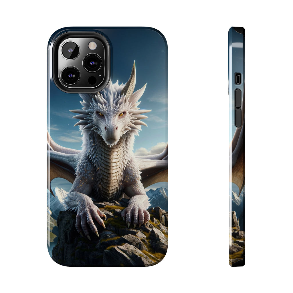 White dragon on a rock - Tough Phone Case