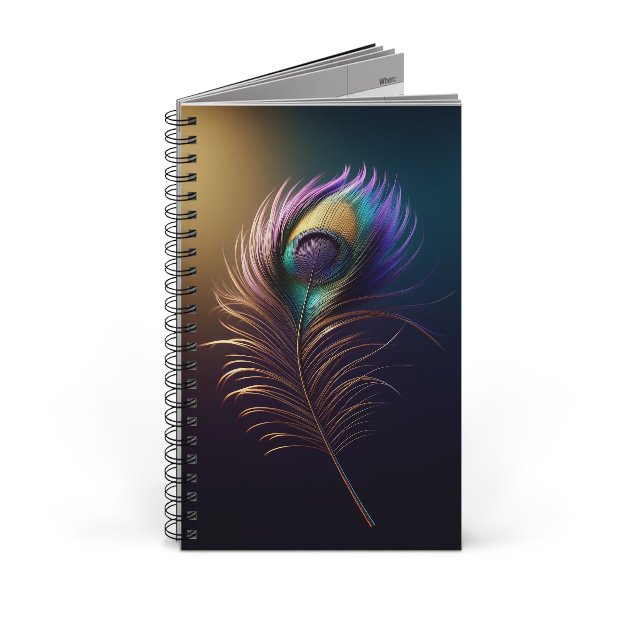 Fantasy Peacock feather Purple-Yellow (2) - Spiral Journal