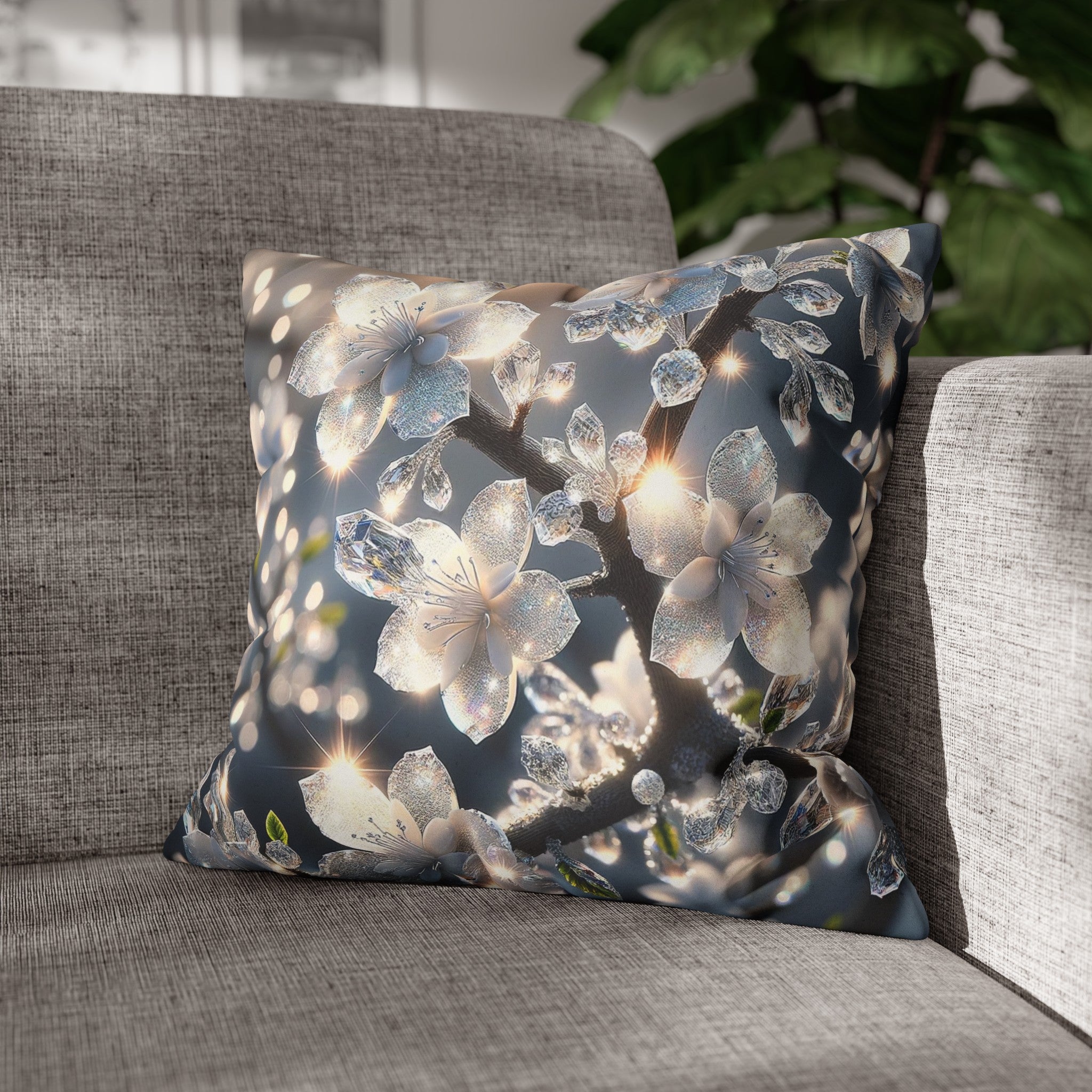 White, diamond flowers (5) - Suede Square Pillowcase