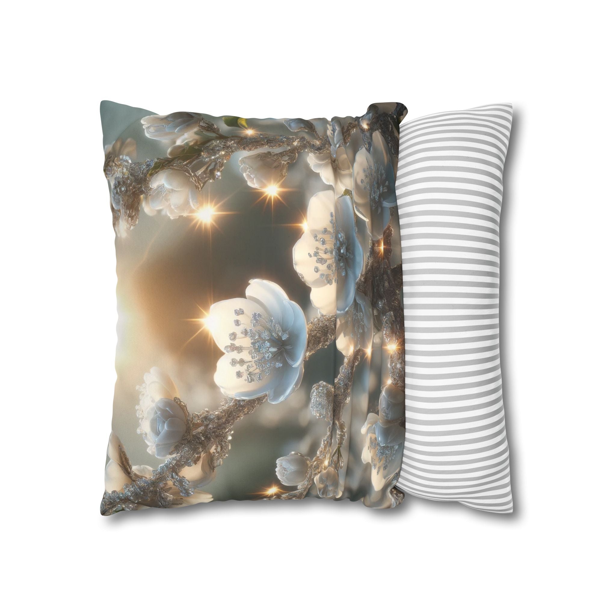 Silver, diamond flowers - Suede Square Pillowcase