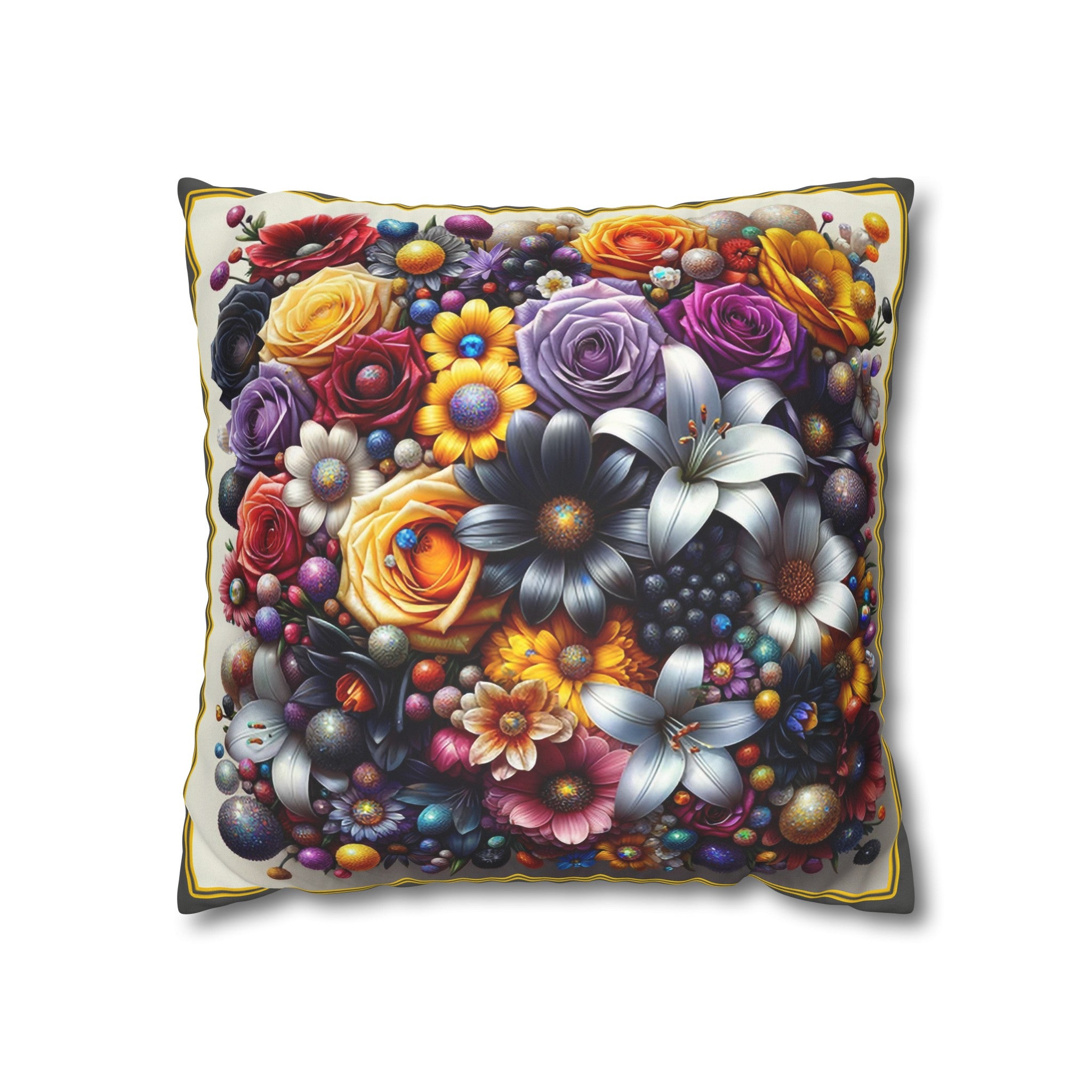 Colourful Bouquet (3) - Suede Square Pillowcase