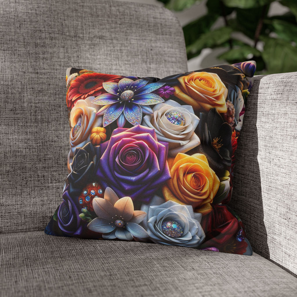 Colourful Bouquet (big flowers) - Polyester Square Pillowcase