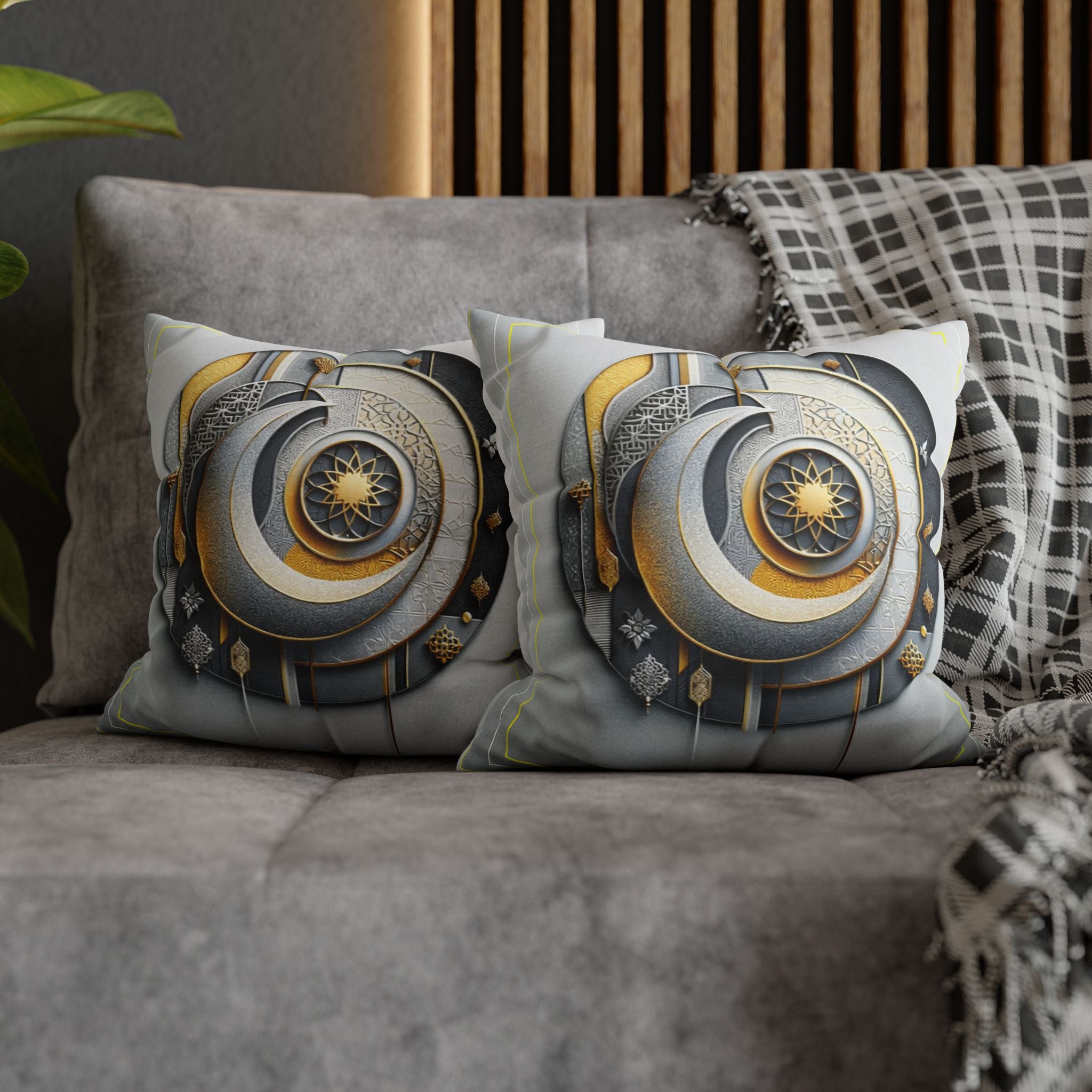 Islamic Art, Light-grey  - Polyester Square Pillowcase